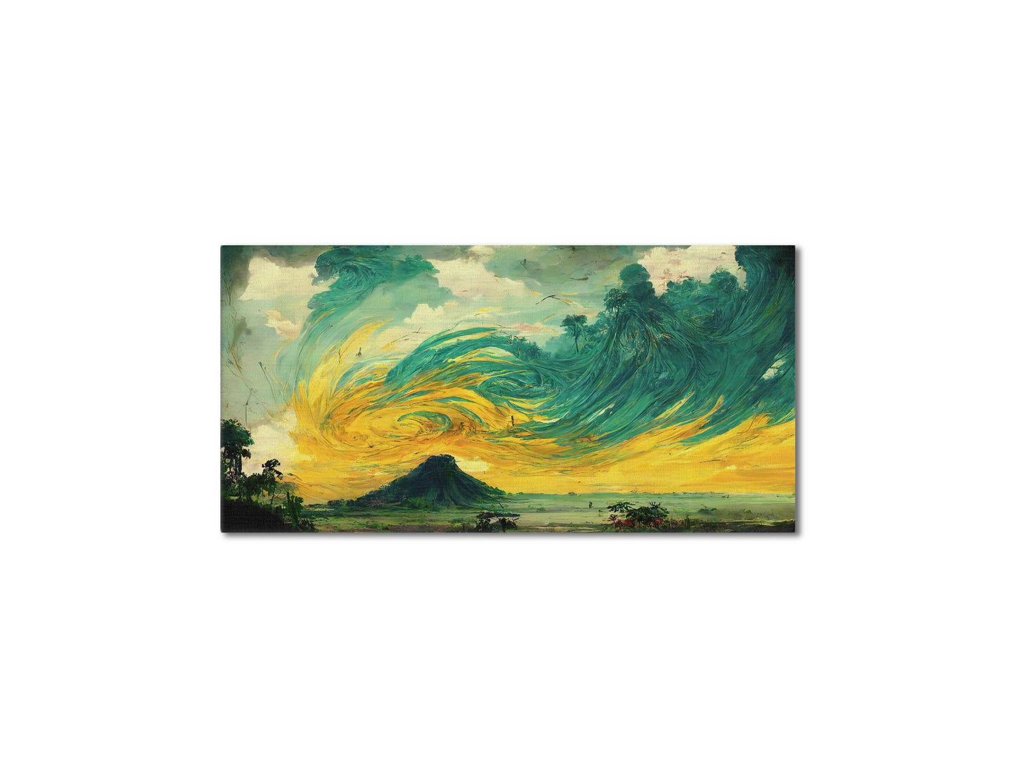 A Volcano In The Storm Oil Painting Landscape Canvas Wall Art, Framed Canvas Wall Print, Wrapped Canvas Wall Art, Abstract Wall Art