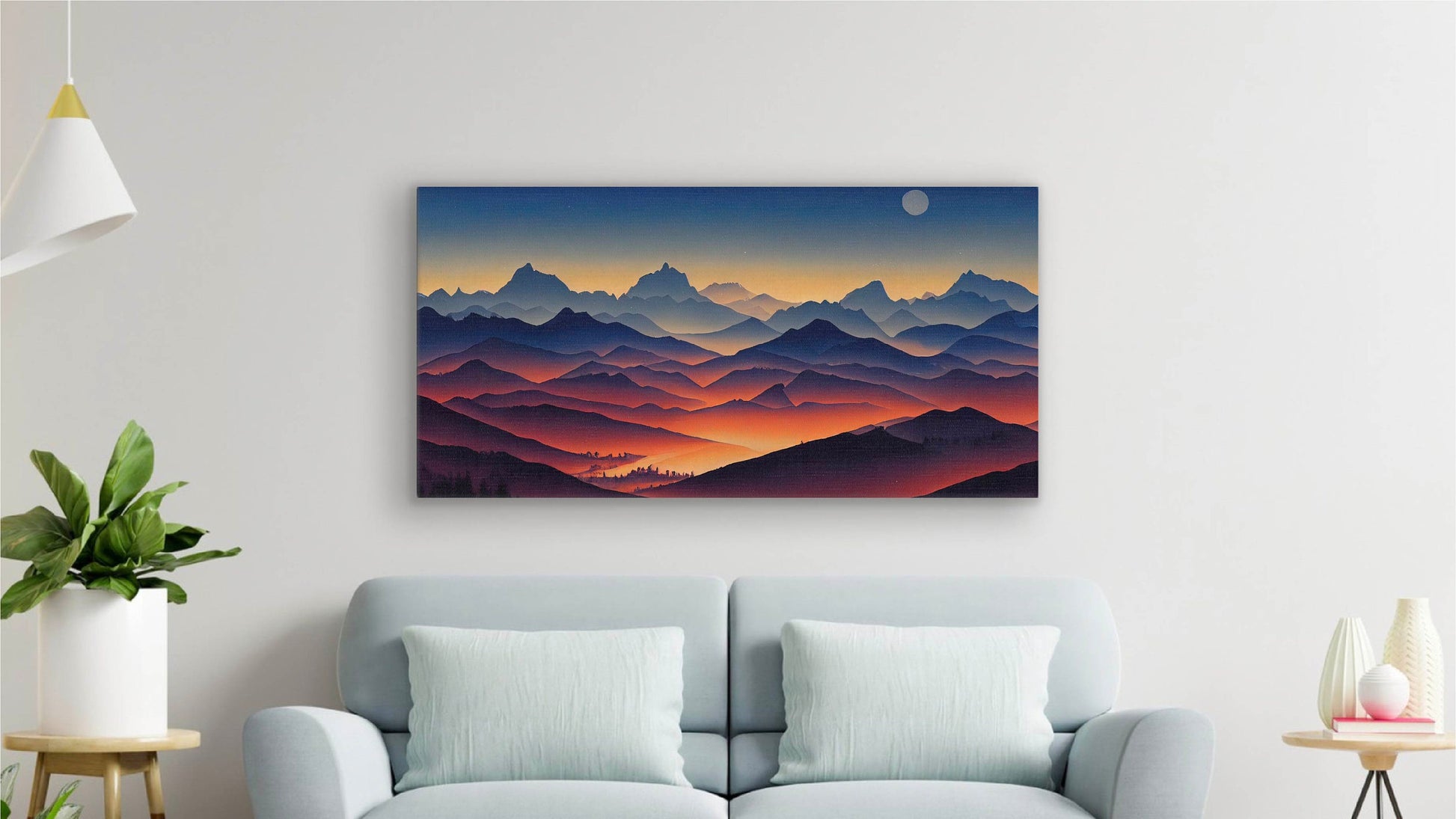 Nightfall In The Alps Landscape Canvas Wall Art, Framed Canvas Wall Print, Wrapped Canvas Wall Art, Abstract Wall Art