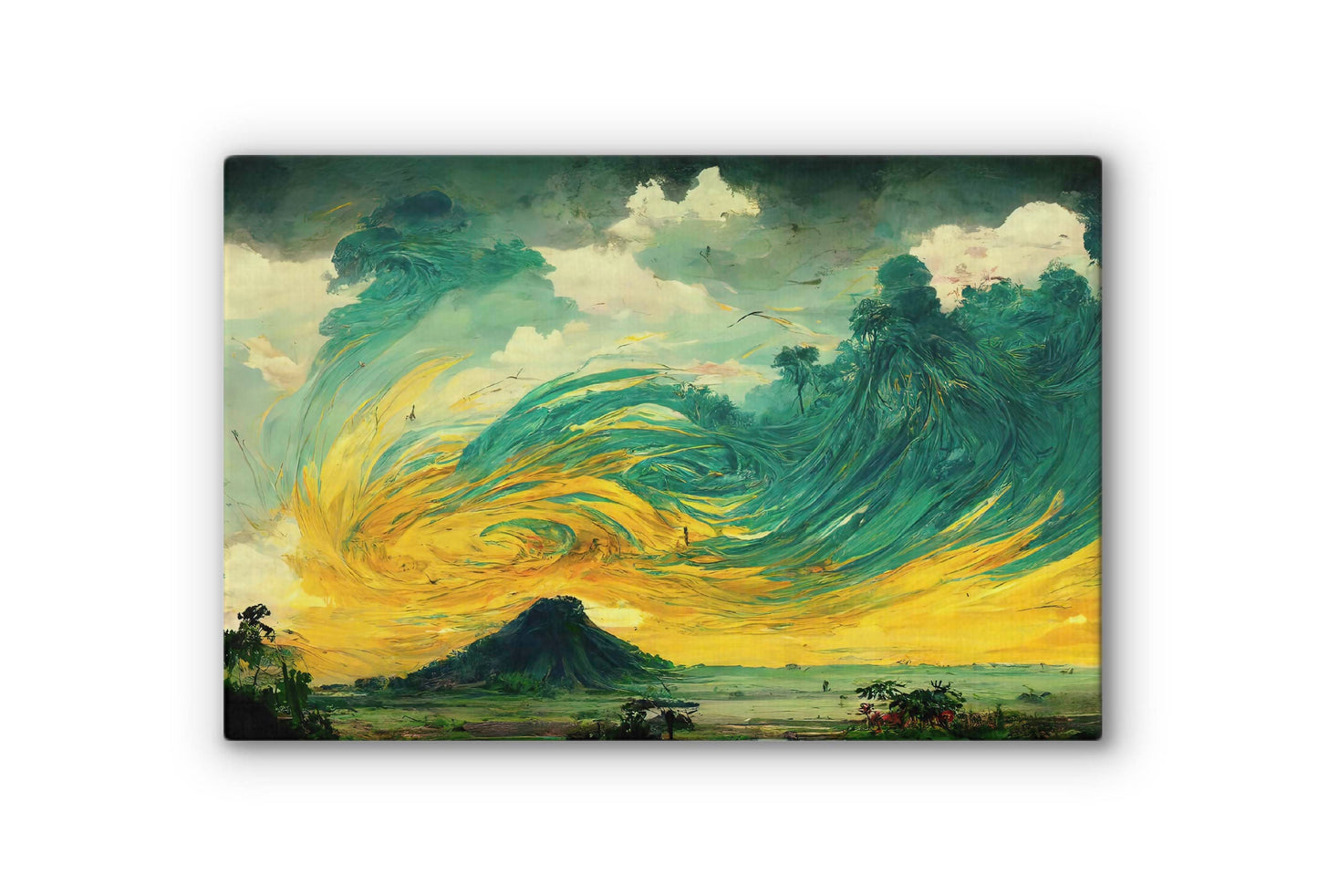 A Volcano In The Storm Oil Painting Canvas Art Print, Bedroom Canvas Wall Art, Wrapped Canvas Wall Art, Abstract Wall Art