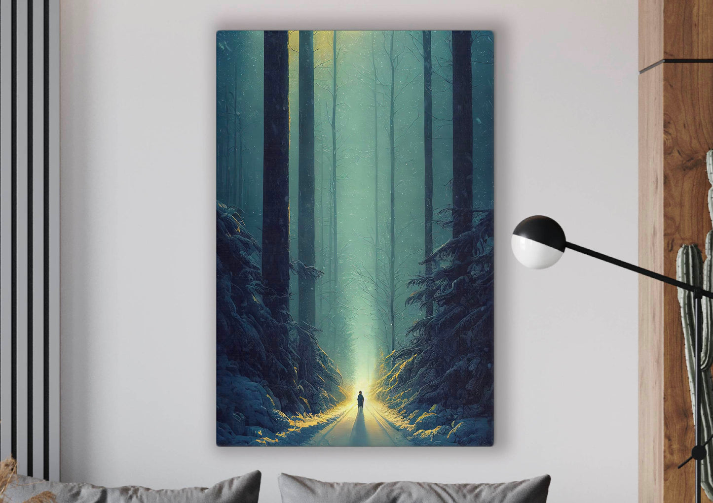 A Walk In The Winter Forest Canvas Art Print, Bedroom Canvas Wall Art, Wrapped Canvas Wall Art, Abstract Wall Art