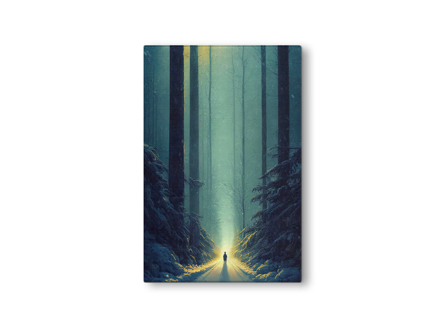 A Walk In The Winter Forest Canvas Art Print, Bedroom Canvas Wall Art, Wrapped Canvas Wall Art, Abstract Wall Art