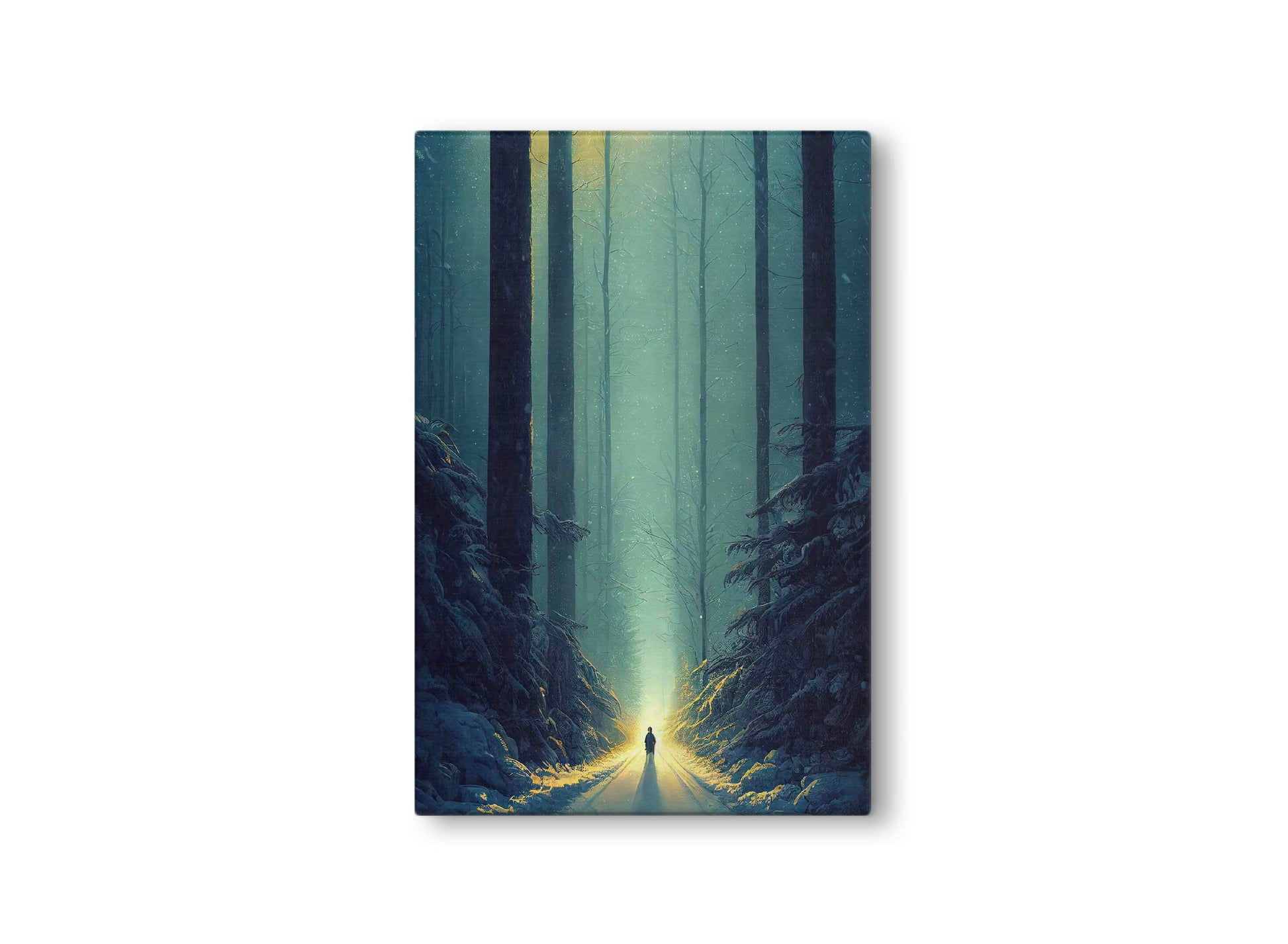 A Walk In The Winter Forest Canvas Art Print, Bedroom Canvas Wall Art, Wrapped Canvas Wall Art, Abstract Wall Art