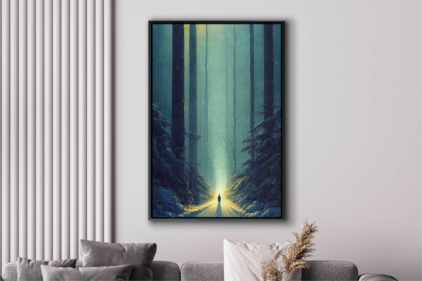A Walk In The Winter Forest Canvas Art Print, Bedroom Canvas Wall Art, Wrapped Canvas Wall Art, Abstract Wall Art