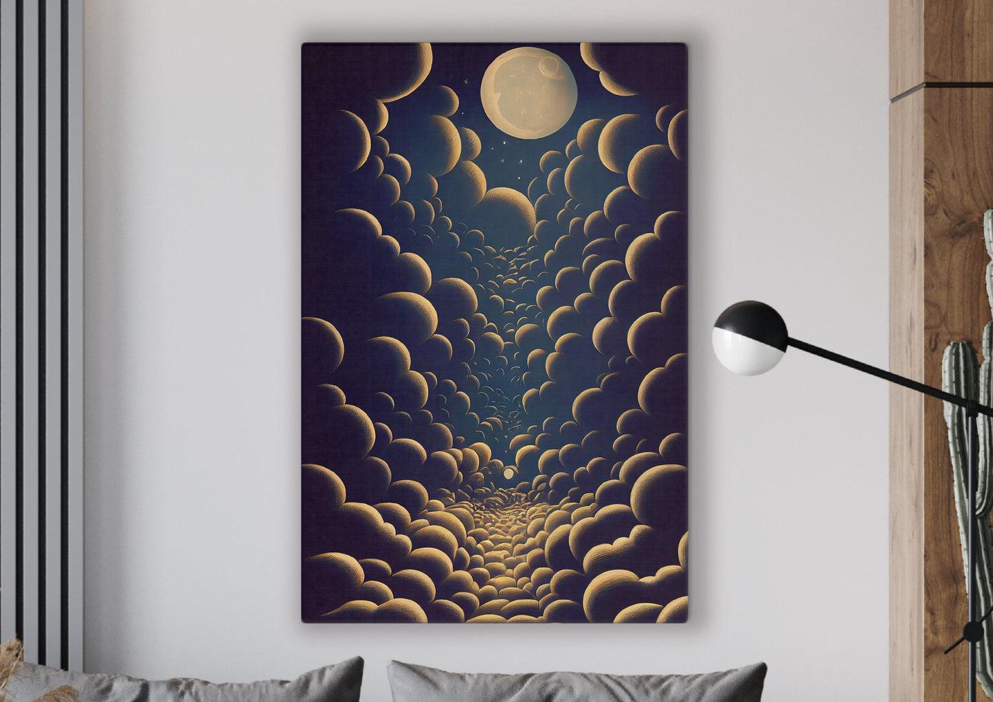 Abstract Surreal Planets Canvas Art Print, Bedroom Canvas Wall Art, Wrapped Canvas Wall Art, Abstract Wall Art, Canvas Living Room Wall Art