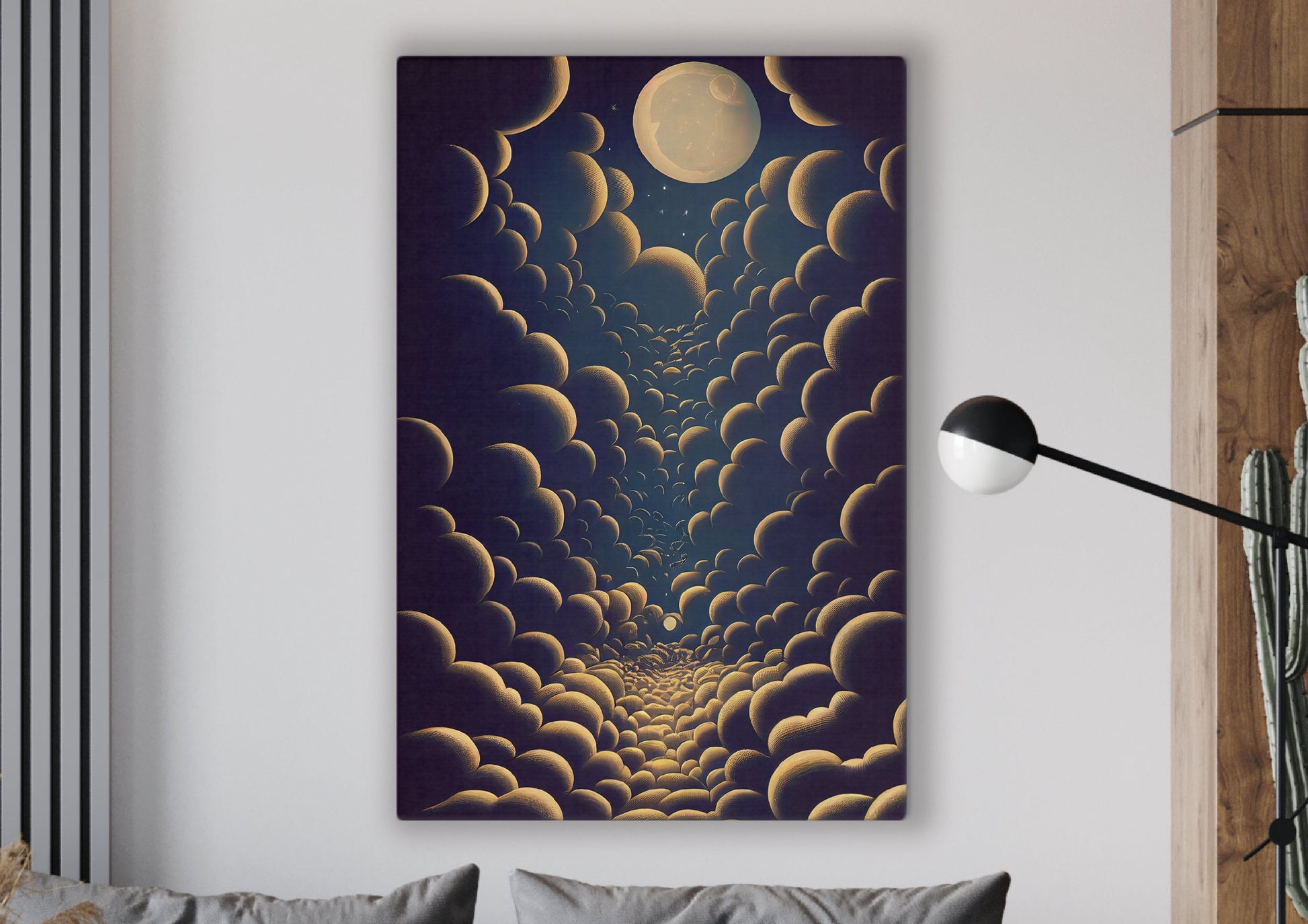 Abstract Surreal Planets Canvas Art Print, Bedroom Canvas Wall Art, Wrapped Canvas Wall Art, Abstract Wall Art, Canvas Living Room Wall Art