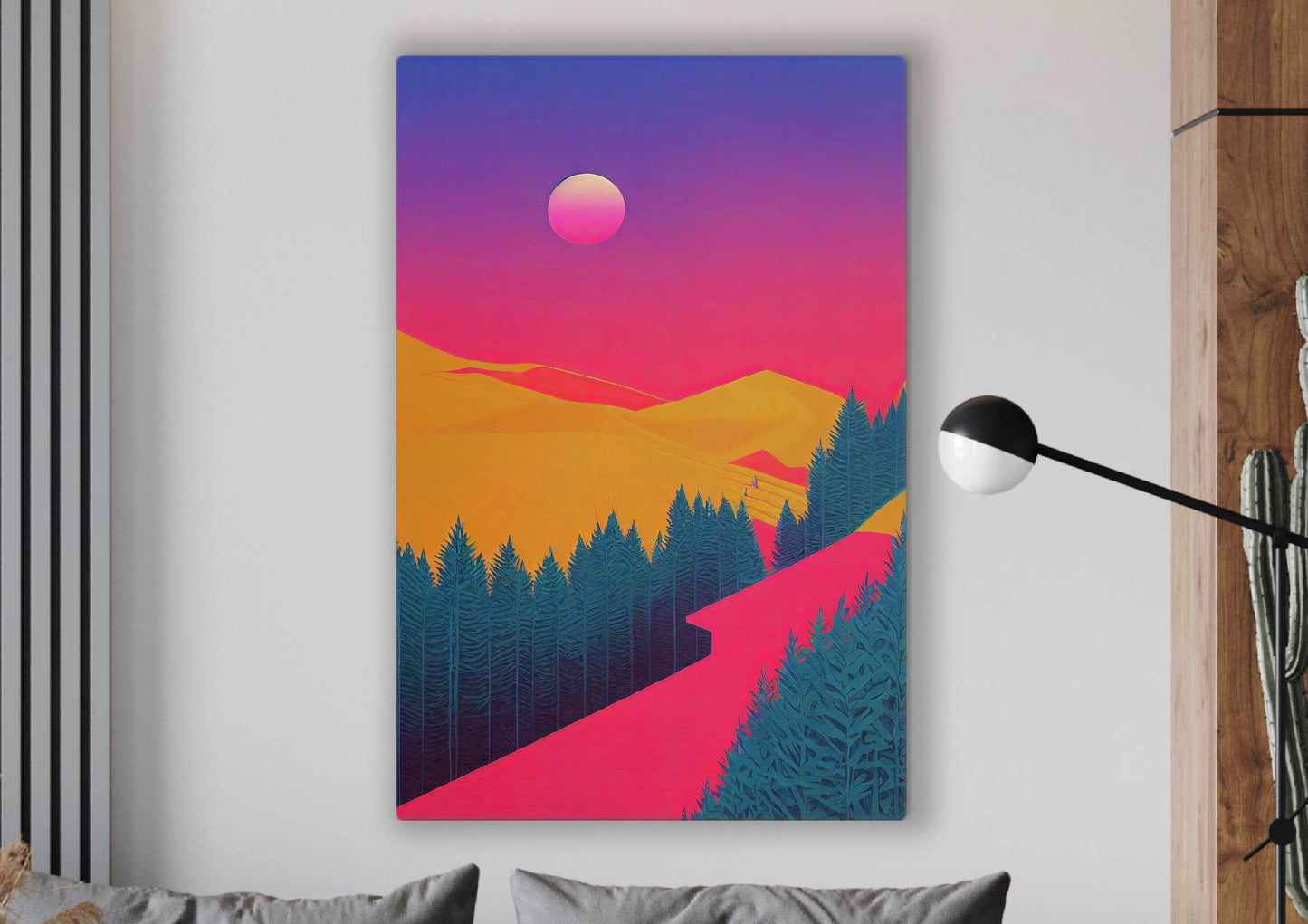 Art Deco Style Forest Canvas Art Print, Bedroom Canvas Wall Art, Wrapped Canvas Wall Art, Abstract Wall Art, Canvas Living Room Wall Art