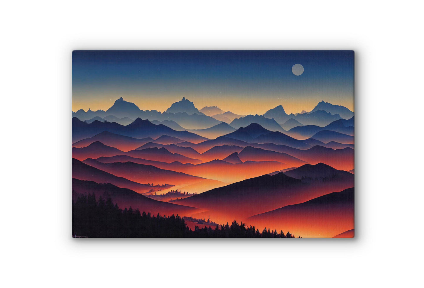Nightfall In The Alps Canvas Art Print, Bedroom Canvas Wall Art, Wrapped Canvas Wall Art, Abstract Wall Art, Canvas Living Room Wall Art