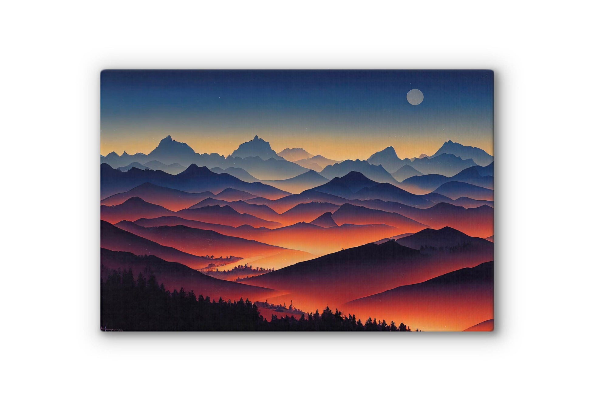 Nightfall In The Alps Canvas Art Print, Bedroom Canvas Wall Art, Wrapped Canvas Wall Art, Abstract Wall Art, Canvas Living Room Wall Art