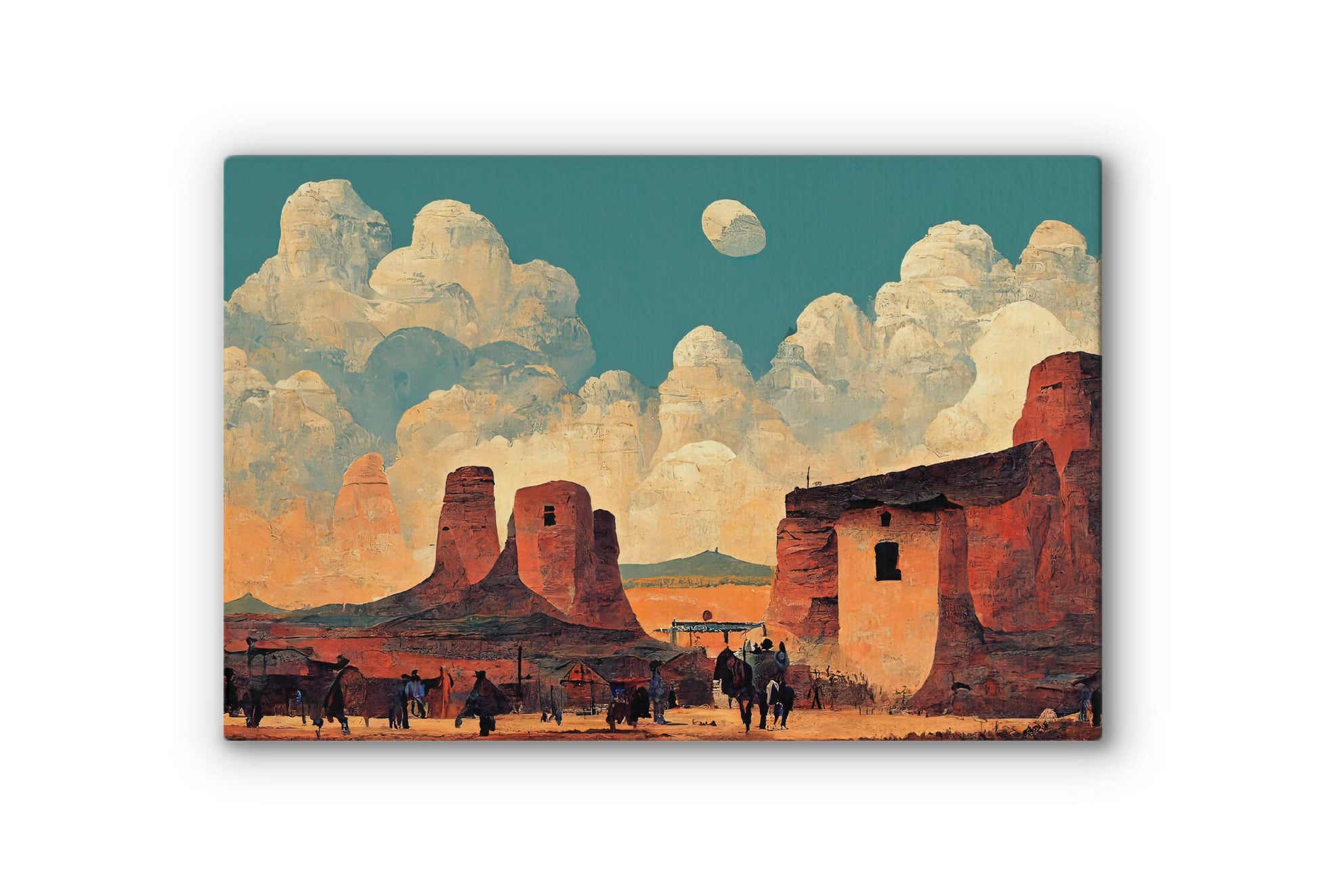 Wild West City In The Desert Canvas Art Print, Bedroom Canvas Wall Art, Wrapped Canvas Wall Art, Abstract Wall Art