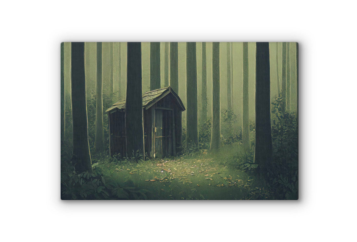 A Creepy Shed In The Forest Canvas Art Print, Bedroom Canvas Wall Art, Wrapped Canvas Wall Art, Abstract Wall Art