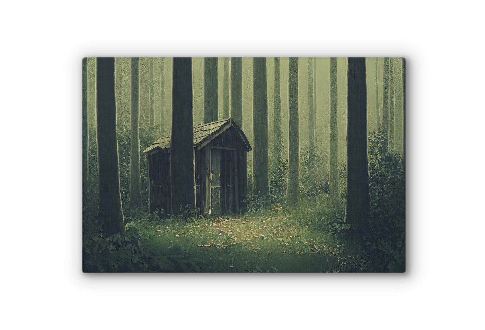 A Creepy Shed In The Forest Canvas Art Print, Bedroom Canvas Wall Art, Wrapped Canvas Wall Art, Abstract Wall Art
