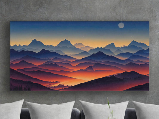 Nightfall In The Alps Landscape Canvas Wall Art, Framed Canvas Wall Print, Wrapped Canvas Wall Art, Abstract Wall Art