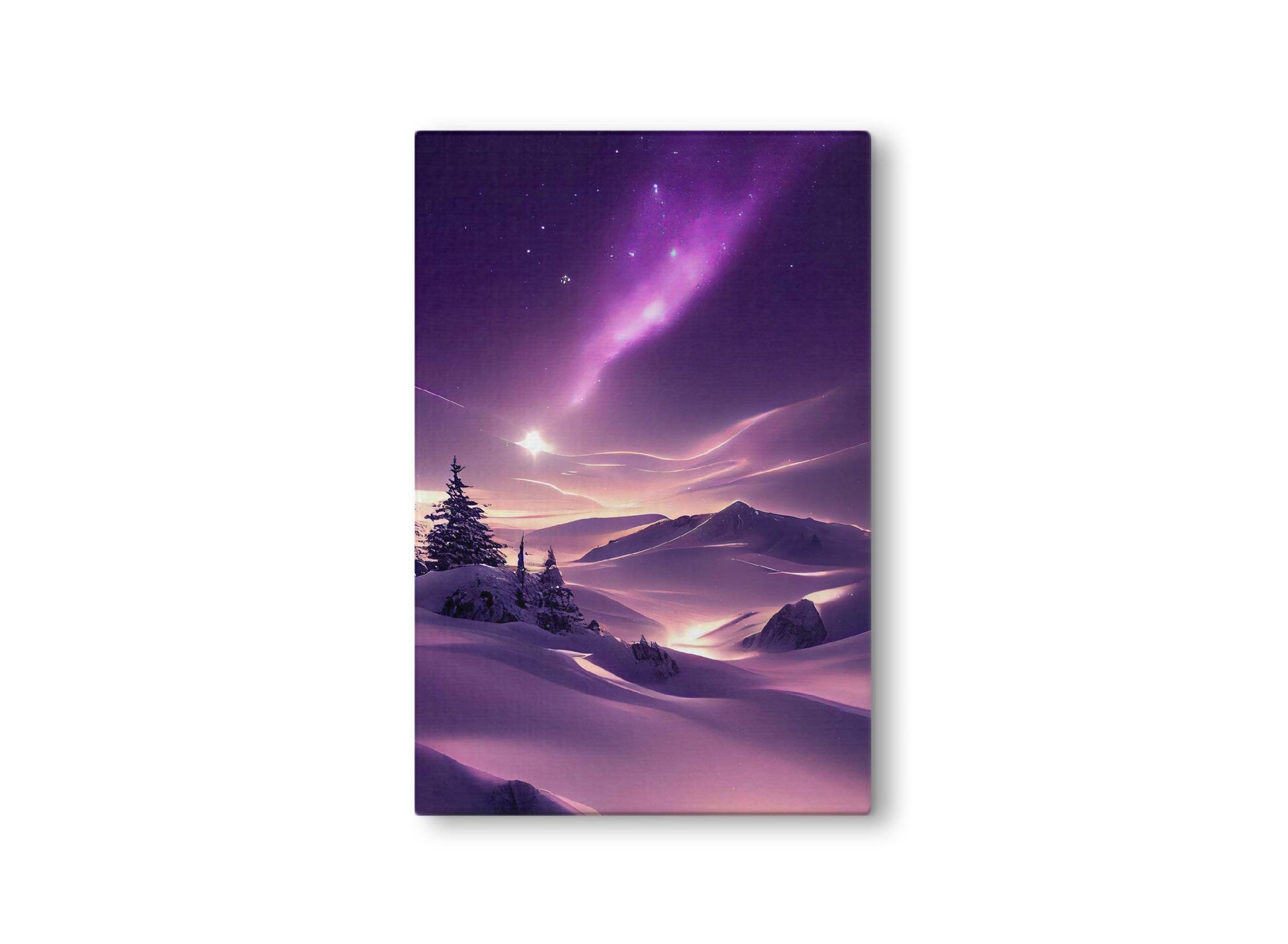 Snowy Mountains At Purple Night Canvas Art Print, Bedroom Canvas Wall Art, Wrapped Canvas Wall Art, Abstract Wall Art