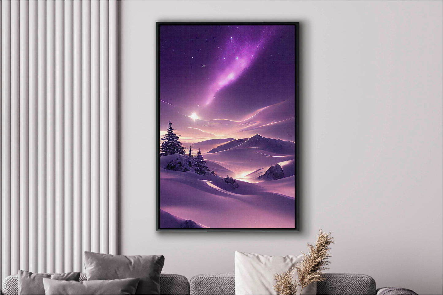 Snowy Mountains At Purple Night Canvas Art Print, Bedroom Canvas Wall Art, Wrapped Canvas Wall Art, Abstract Wall Art
