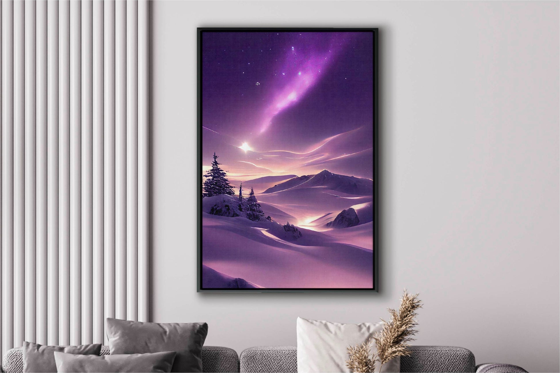 Snowy Mountains At Purple Night Canvas Art Print, Bedroom Canvas Wall Art, Wrapped Canvas Wall Art, Abstract Wall Art