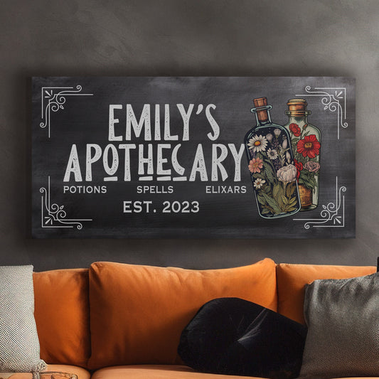 Halloween Sign Apothecary Decor Family Name Canvas Sign Halloween Wall Decor Trick Or Treat Medieval Vintage Spooky Crafted Art Canvas Print