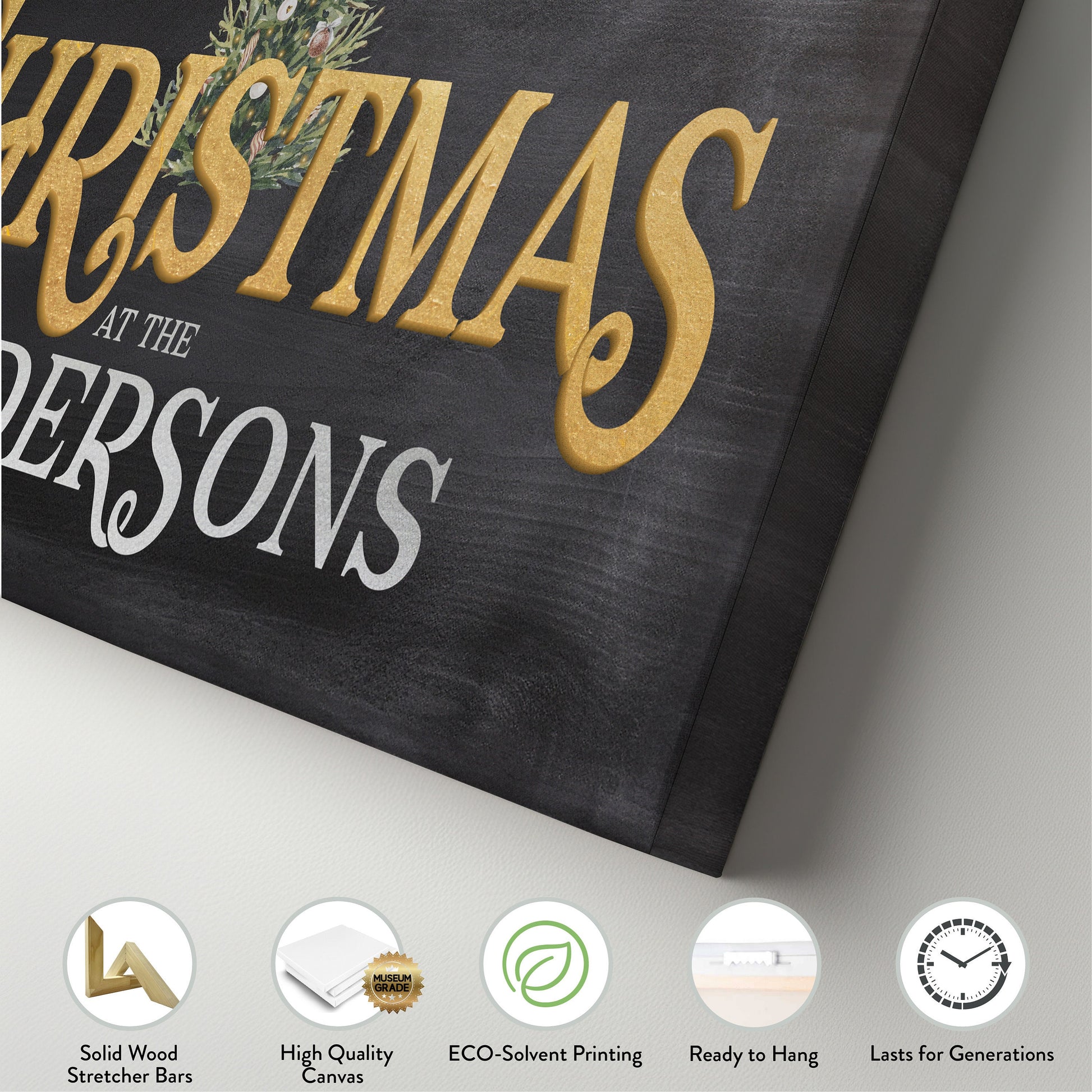 Welcome to Christmas At the Sign Custom Family Name Old Fashioned Farmhouse Christmas Personalised Rustic Santa Christmas Decor Canvas Art