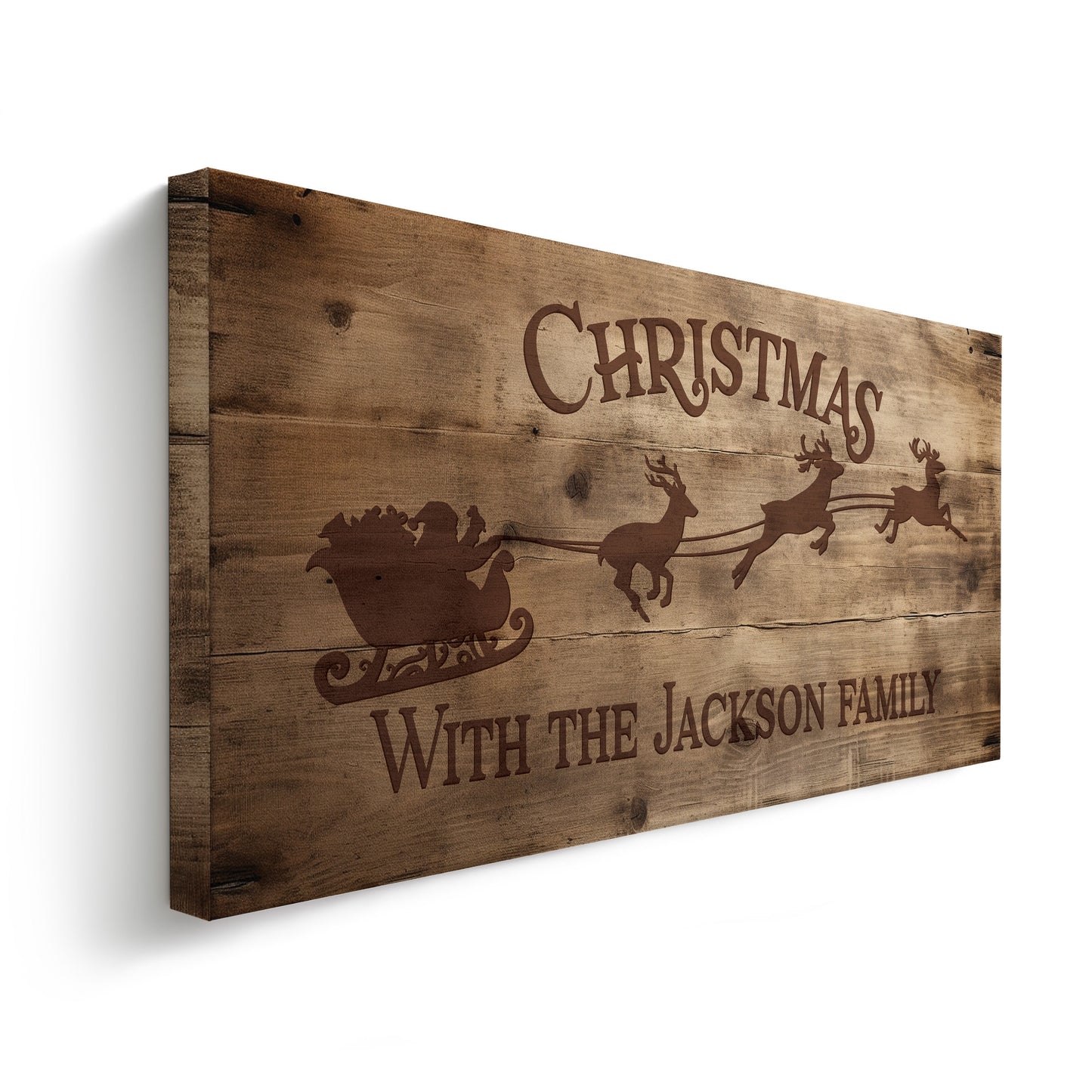 Welcome to Christmas At the Sign Custom Family Name Old Fashioned Farmhouse Christmas Personalised Rustic Santa Christmas Decor Canvas Art