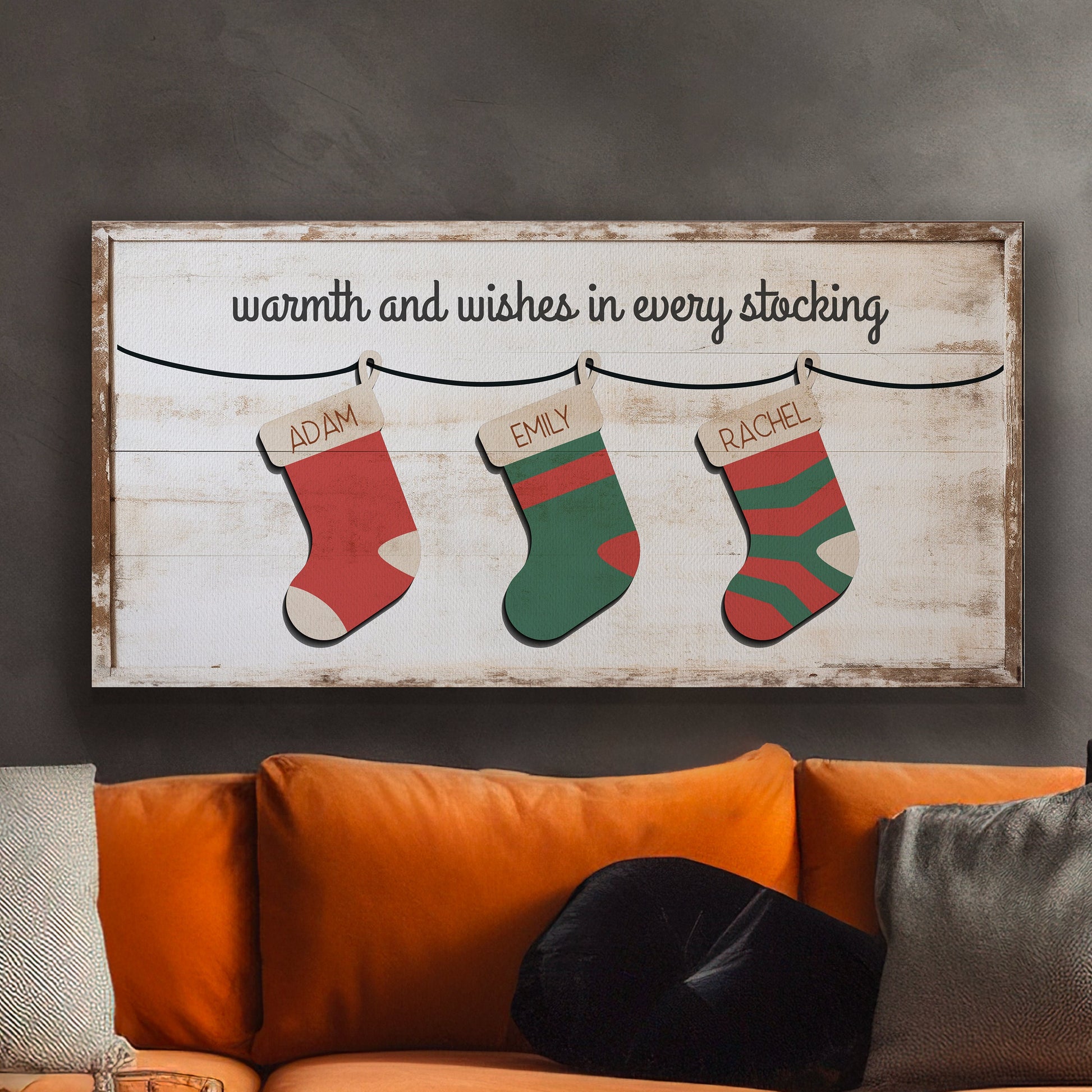 Welcome to Christmas At the Sign Custom Family Name Old Fashioned Farmhouse Christmas Personalised Rustic Santa Christmas Decor Canvas Art