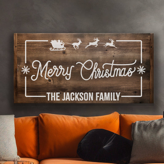 Welcome to Christmas At the Sign Custom Family Name Old Fashioned Farmhouse Christmas Personalised Rustic Santa Christmas Decor Canvas Art