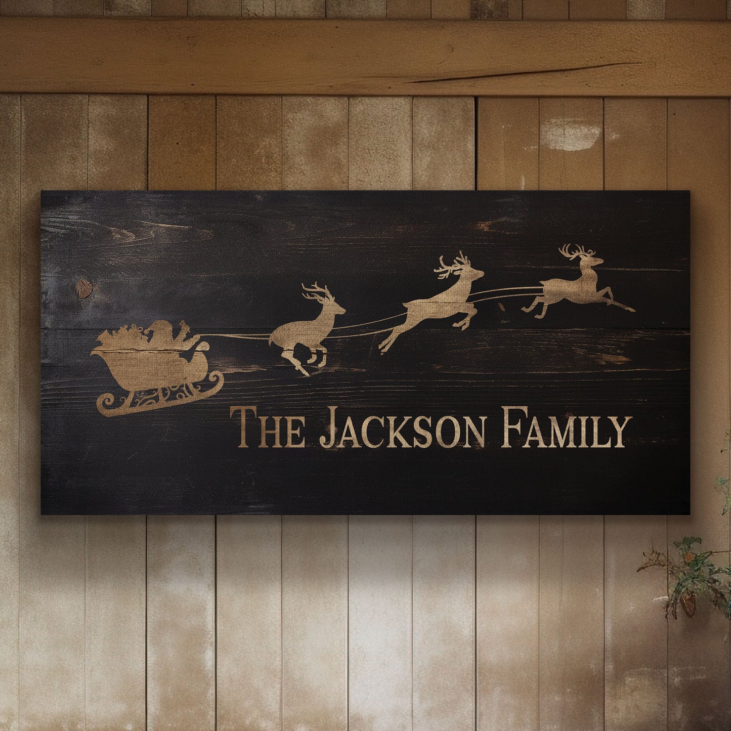 Welcome to Christmas At the Sign Custom Family Name Old Fashioned Farmhouse Christmas Personalised Rustic Santa Christmas Decor Canvas Art