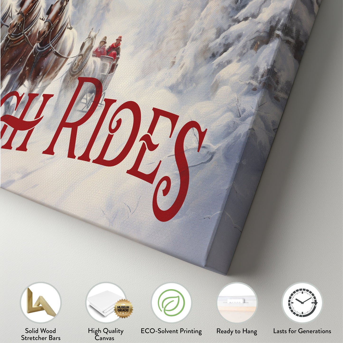 Sleigh Rides Sign Custom Family Name Old Fashioned Farmhouse Christmas Personalised Rustic Santa Christmas Decor Canvas Art