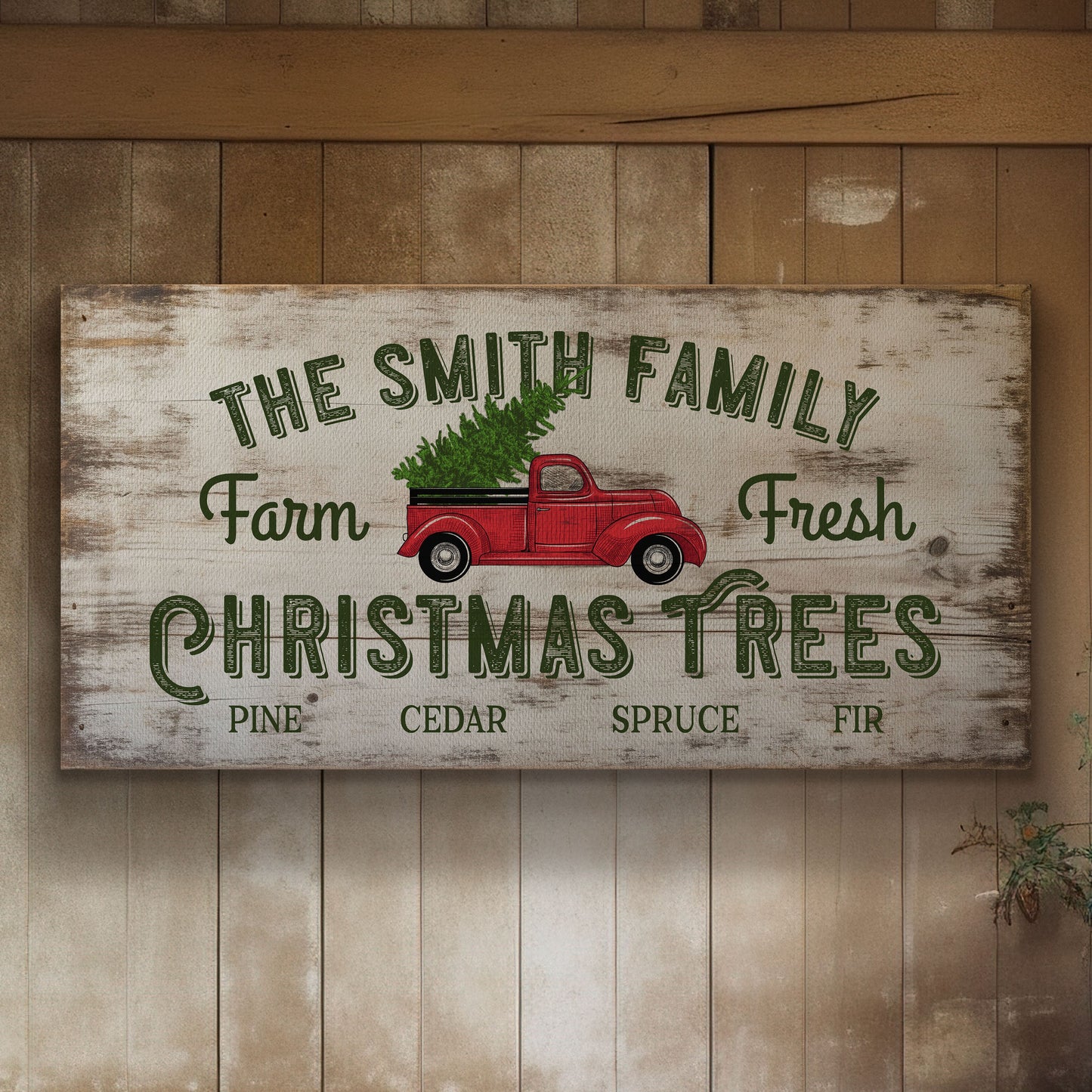 Personalized Christmas Tree Farm Canvas Print: Rustic Holiday Decor
