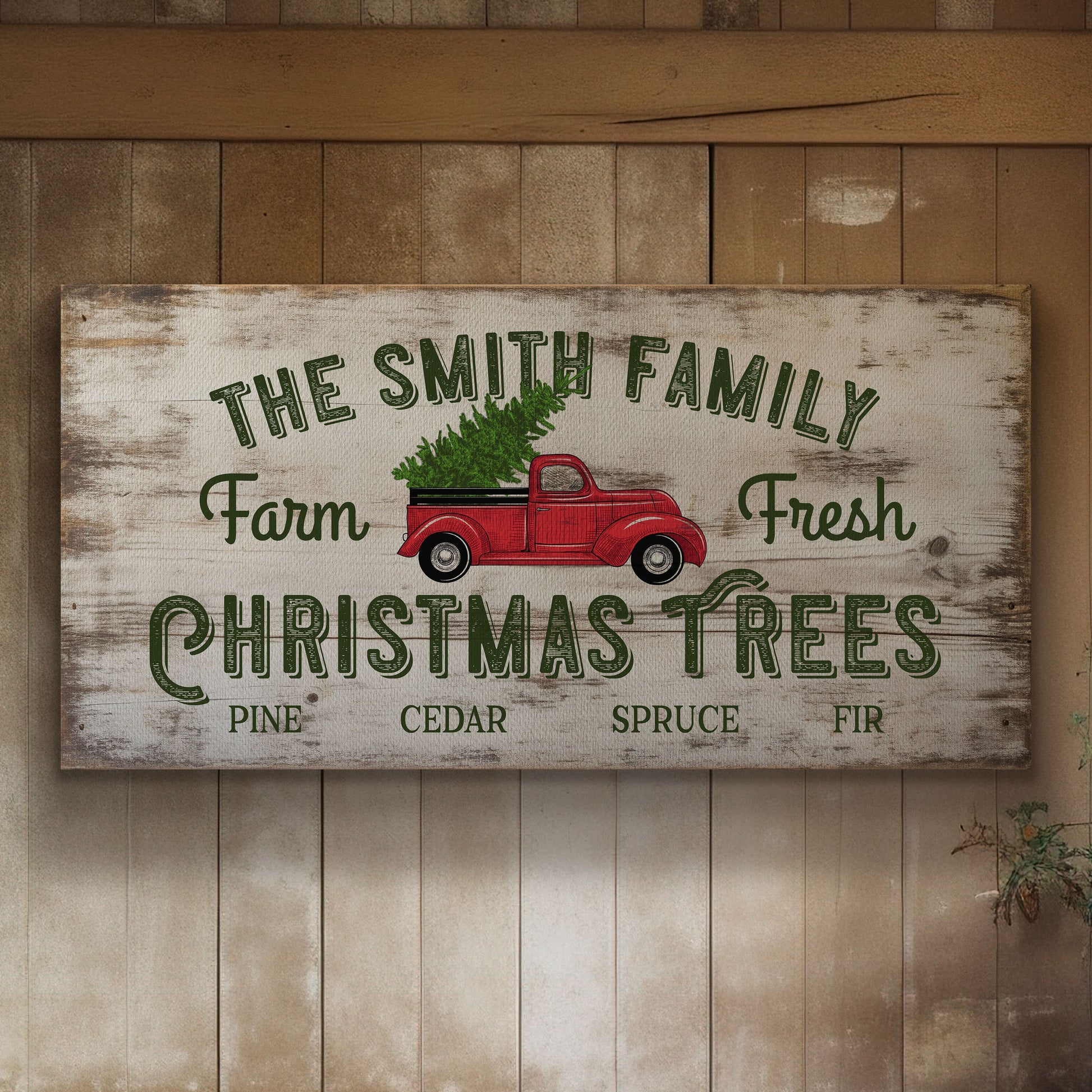Personalized Christmas Tree Farm Canvas Print: Rustic Holiday Decor