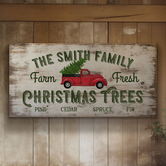 Personalized Christmas Tree Farm Canvas Print: Rustic Holiday Decor