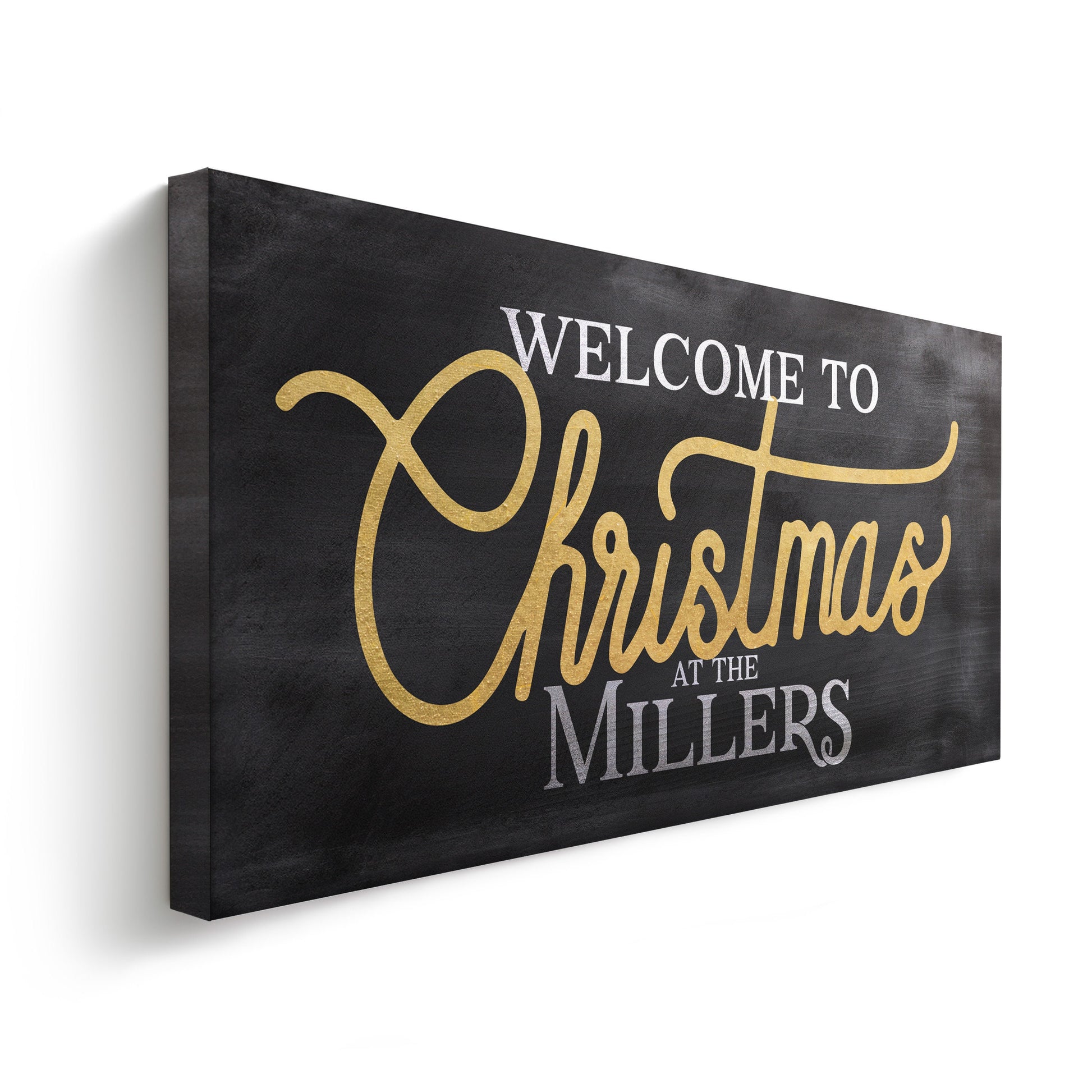 Welcome to Christmas At the Sign Custom Family Name Old Fashioned Farmhouse Christmas Personalised Rustic Santa Christmas Decor Canvas Art