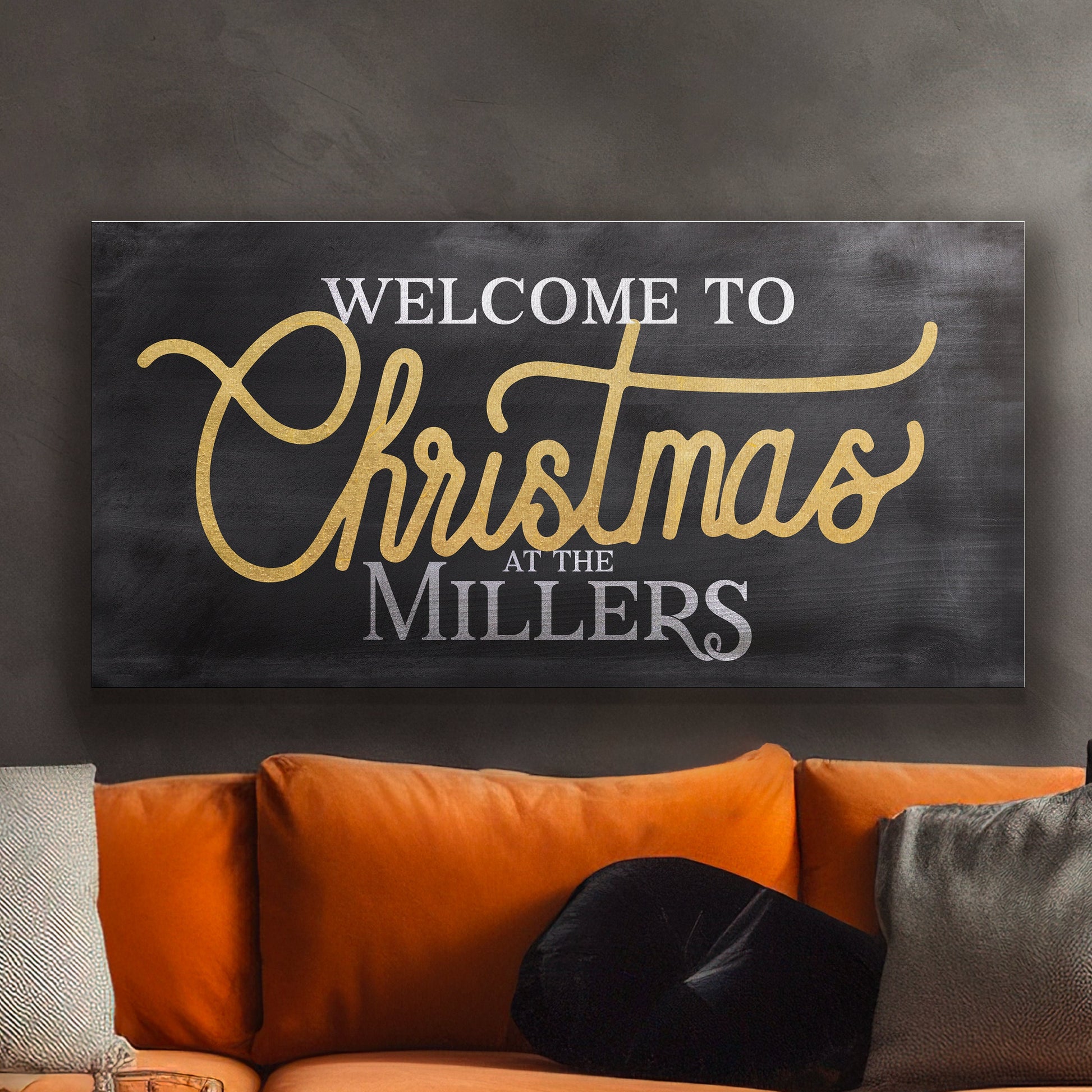 Welcome to Christmas At the Sign Custom Family Name Old Fashioned Farmhouse Christmas Personalised Rustic Santa Christmas Decor Canvas Art