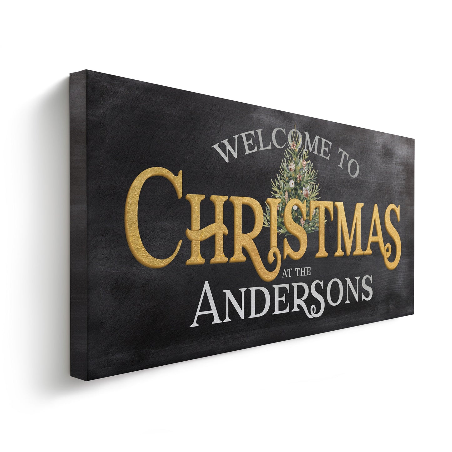 Welcome to Christmas At the Sign Custom Family Name Old Fashioned Farmhouse Christmas Personalised Rustic Santa Christmas Decor Canvas Art