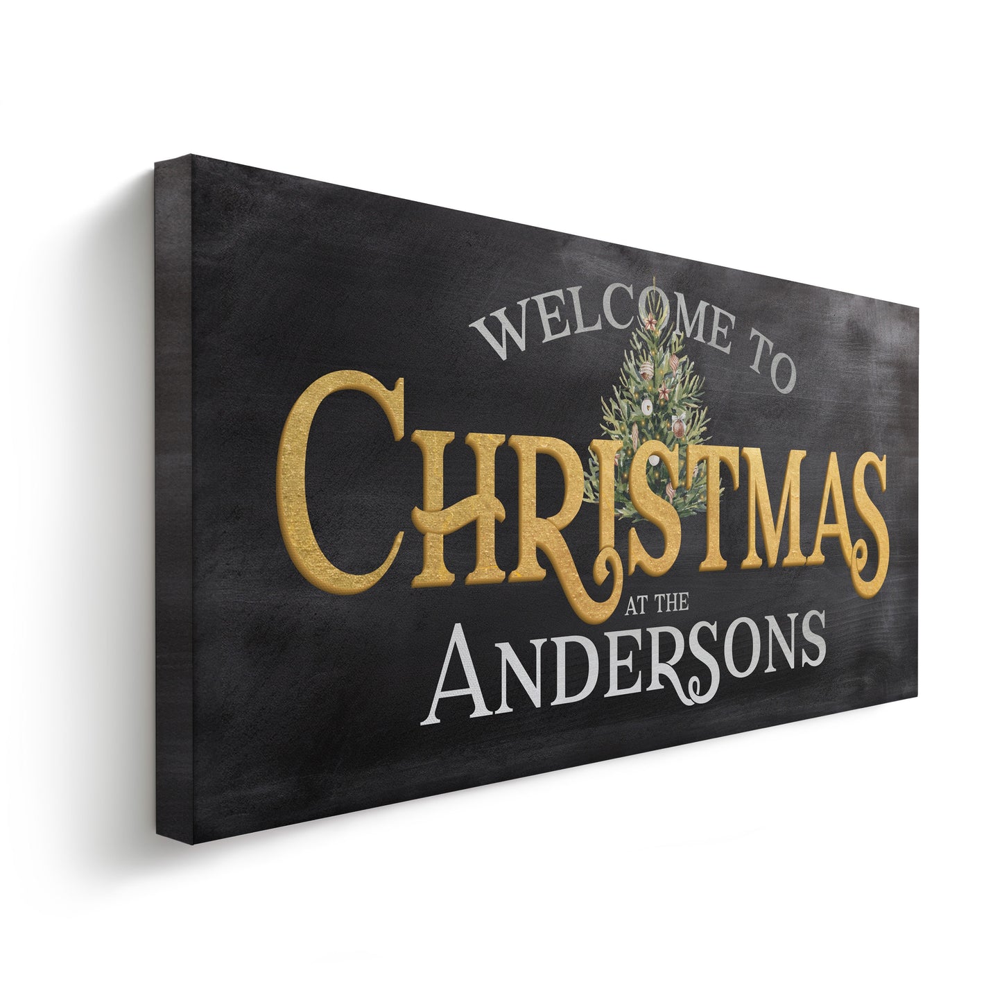 Welcome to Christmas At the Sign Custom Family Name Old Fashioned Farmhouse Christmas Personalised Rustic Santa Christmas Decor Canvas Art