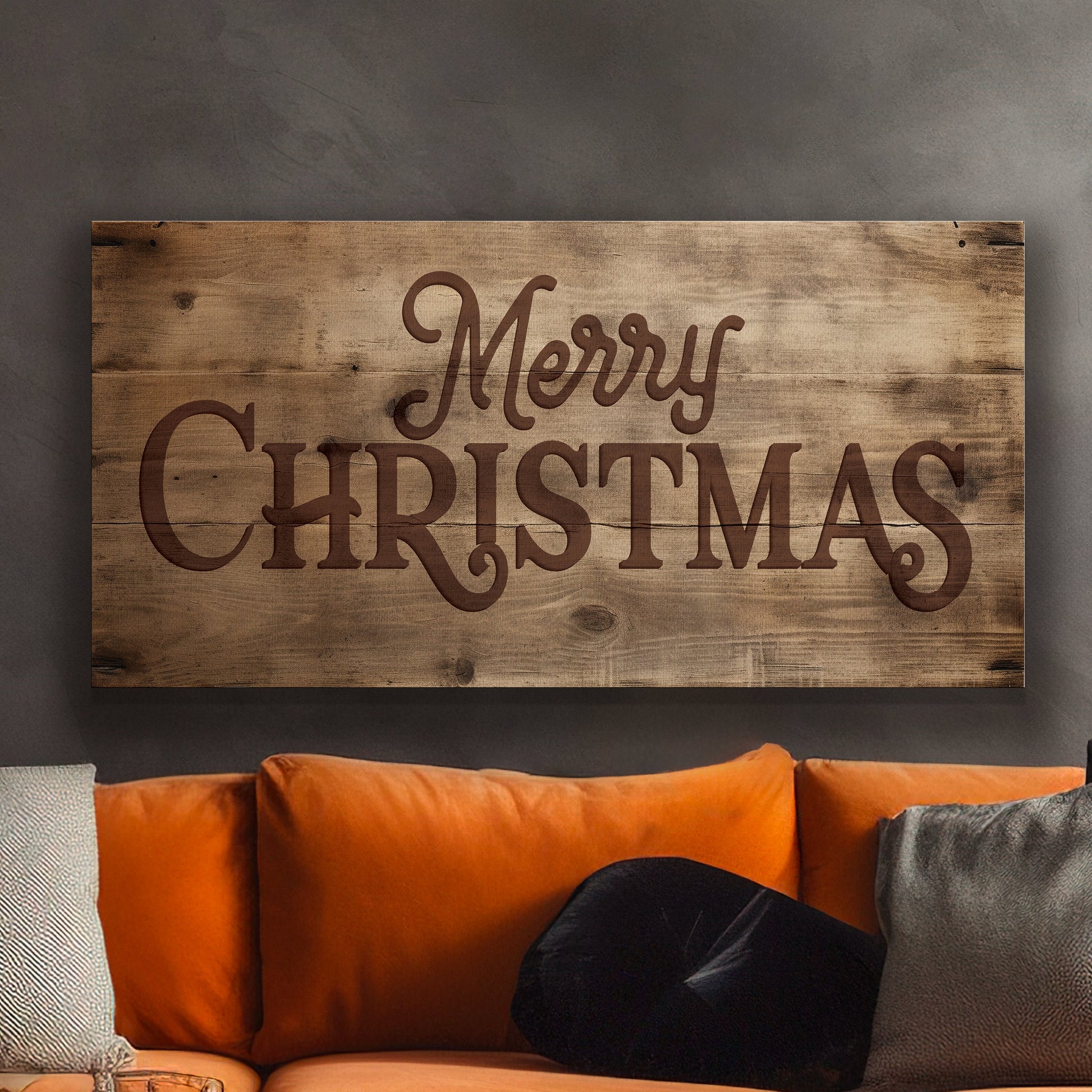 Welcome to Christmas At the Sign Custom Family Name Old Fashioned Farmhouse Christmas Personalised Rustic Santa Christmas Decor Canvas Art