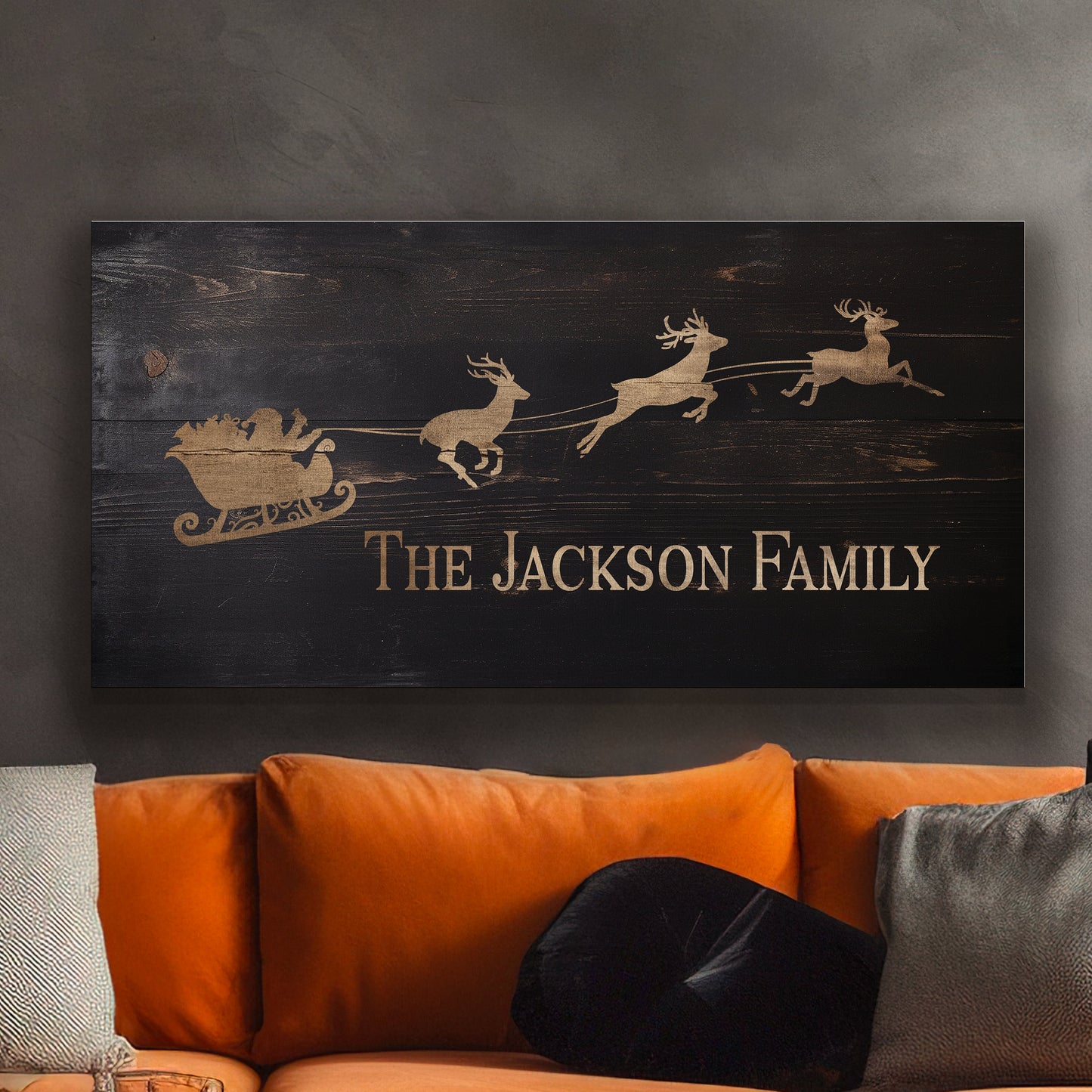 Welcome to Christmas At the Sign Custom Family Name Old Fashioned Farmhouse Christmas Personalised Rustic Santa Christmas Decor Canvas Art