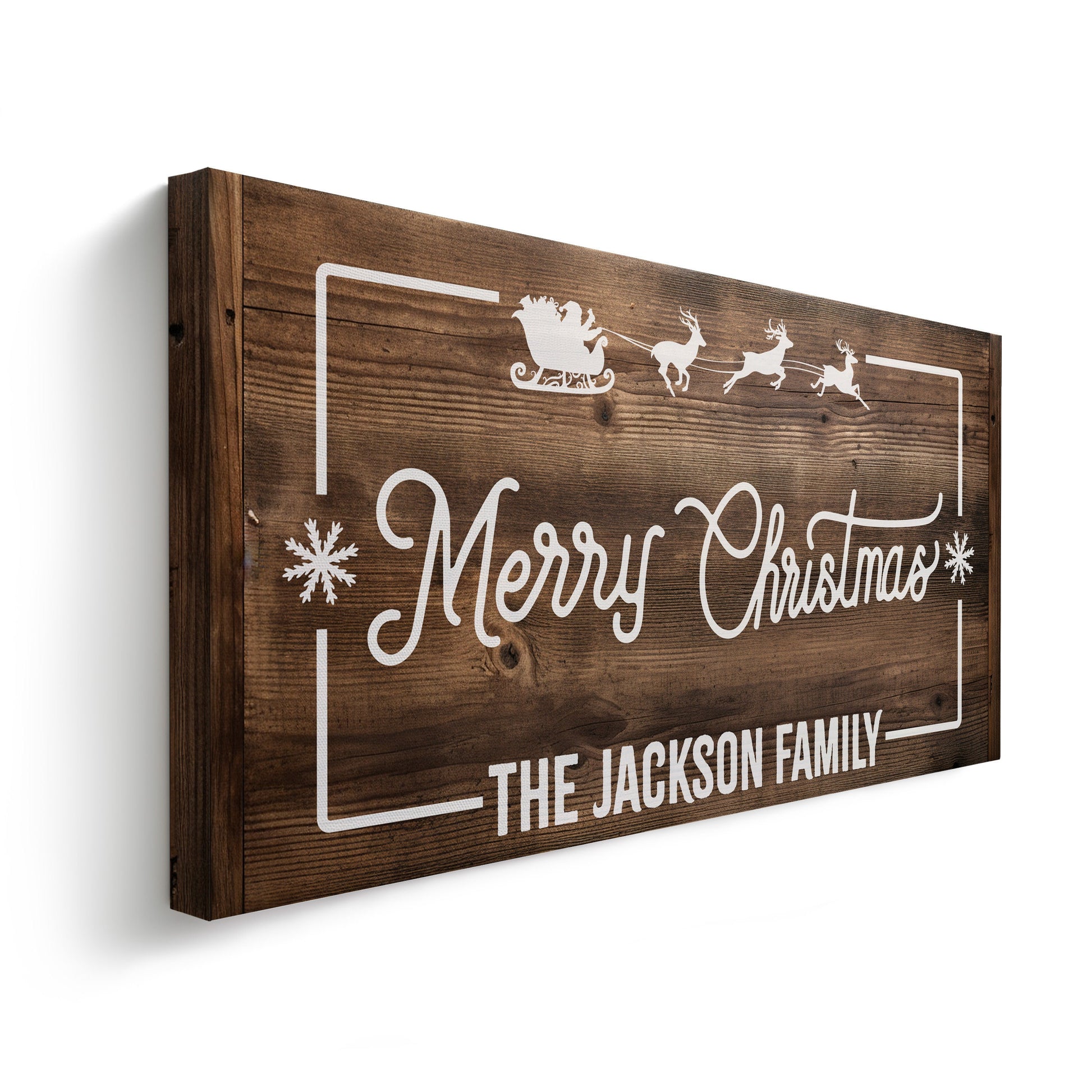 Welcome to Christmas At the Sign Custom Family Name Old Fashioned Farmhouse Christmas Personalised Rustic Santa Christmas Decor Canvas Art