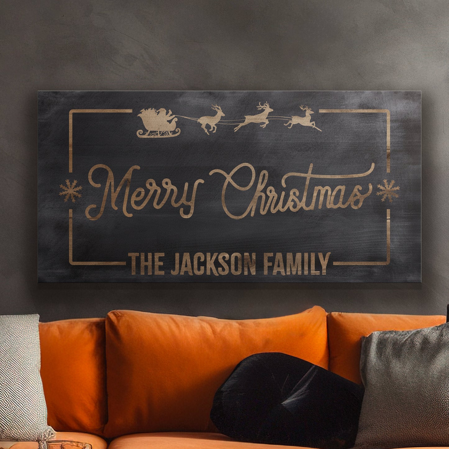 Welcome to Christmas At the Sign Custom Family Name Old Fashioned Farmhouse Christmas Personalised Rustic Santa Christmas Decor Canvas Art