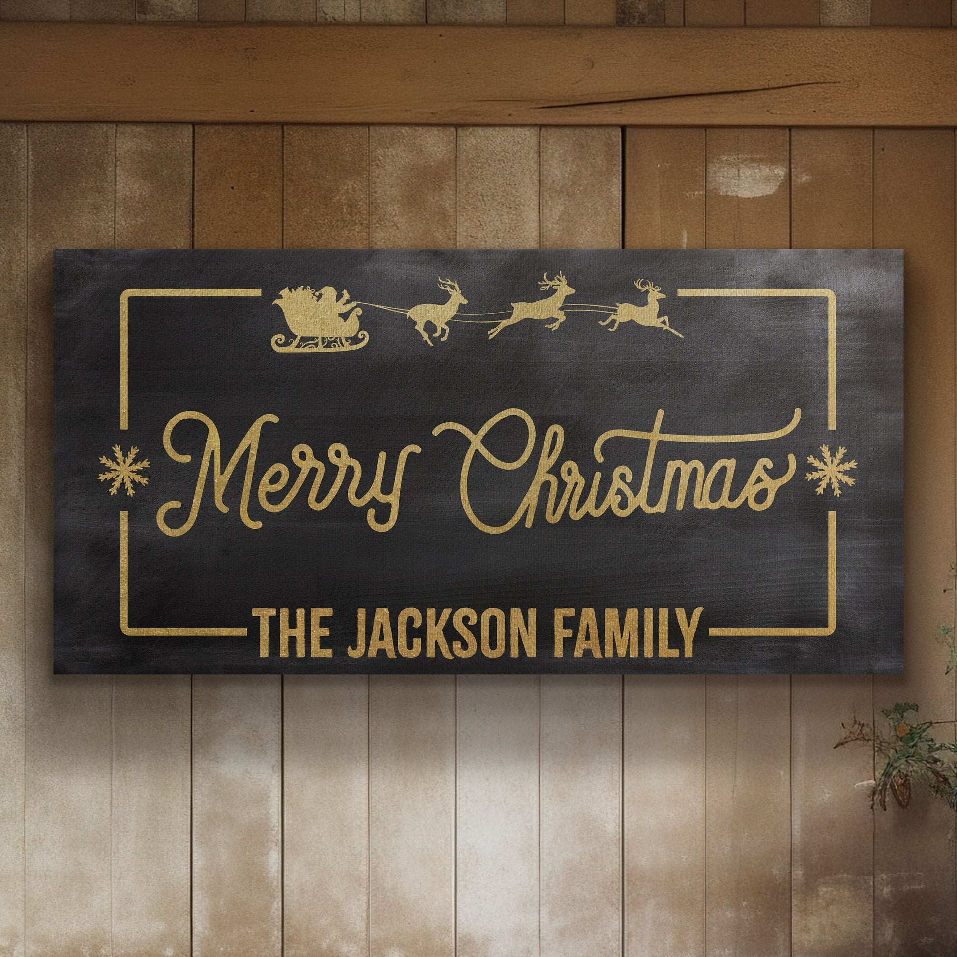 Welcome to Christmas At the Sign Custom Family Name Old Fashioned Farmhouse Christmas Personalised Rustic Santa Christmas Decor Canvas Art