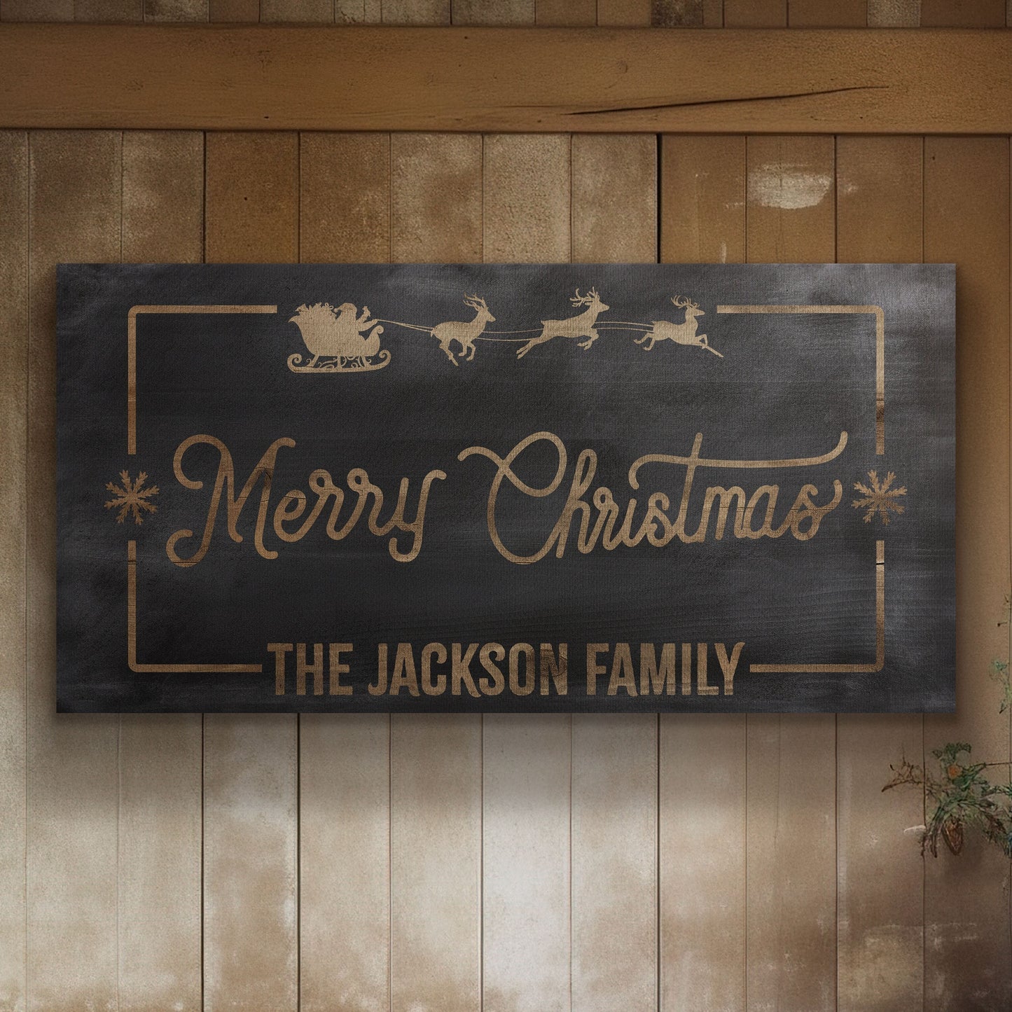 Welcome to Christmas At the Sign Custom Family Name Old Fashioned Farmhouse Christmas Personalised Rustic Santa Christmas Decor Canvas Art