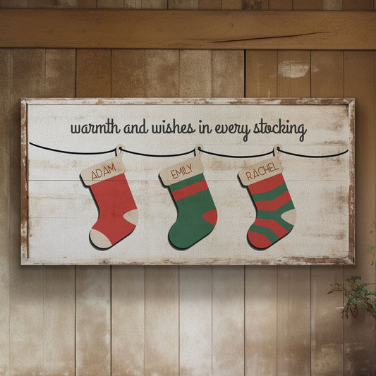 Welcome to Christmas At the Sign Custom Family Name Old Fashioned Farmhouse Christmas Personalised Rustic Santa Christmas Decor Canvas Art