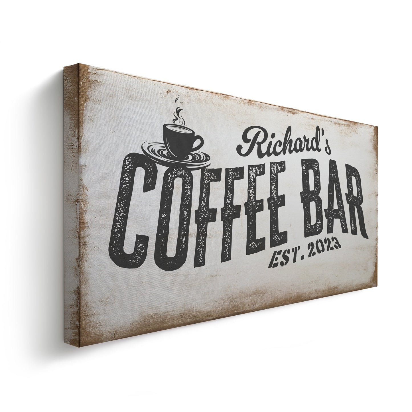 Coffee Bar Sign Rustic Coffee Station Bar Wall Art, Personalized Family Name Sign Custom Wall Art Kitchen, Custom Coffee Corner CANVAS Print