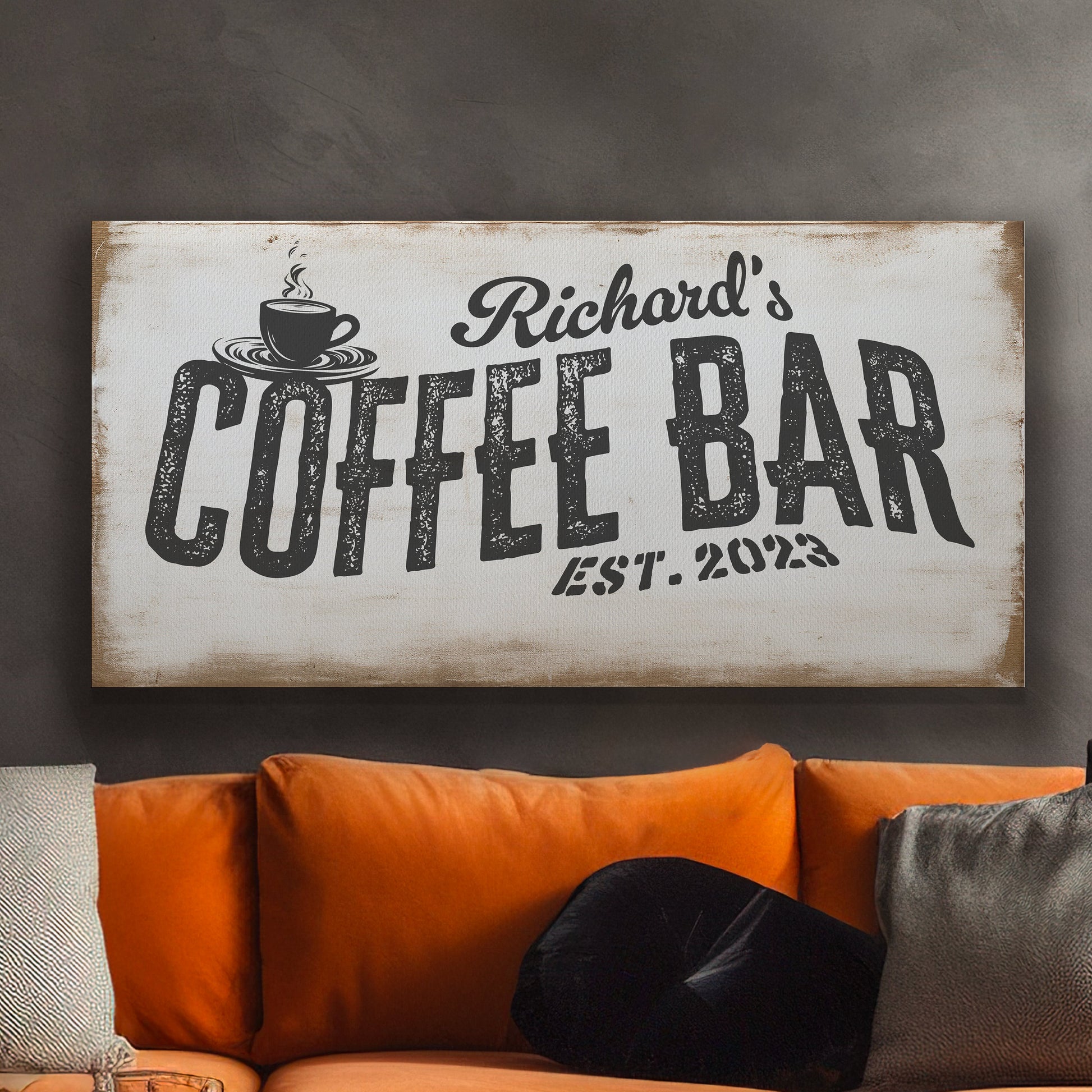 Coffee Bar Sign Rustic Coffee Station Bar Wall Art, Personalized Family Name Sign Custom Wall Art Kitchen, Custom Coffee Corner CANVAS Print