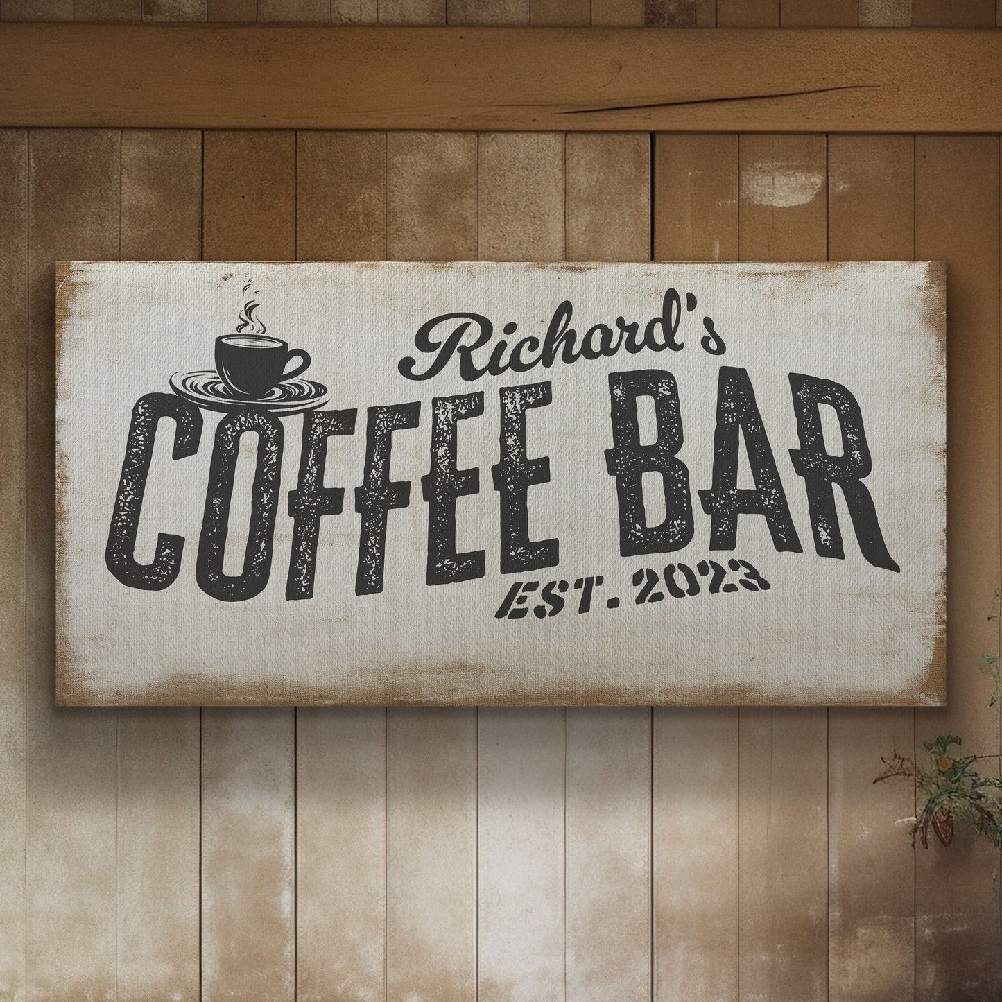 Coffee Bar Sign Rustic Coffee Station Bar Wall Art, Personalized Family Name Sign Custom Wall Art Kitchen, Custom Coffee Corner CANVAS Print