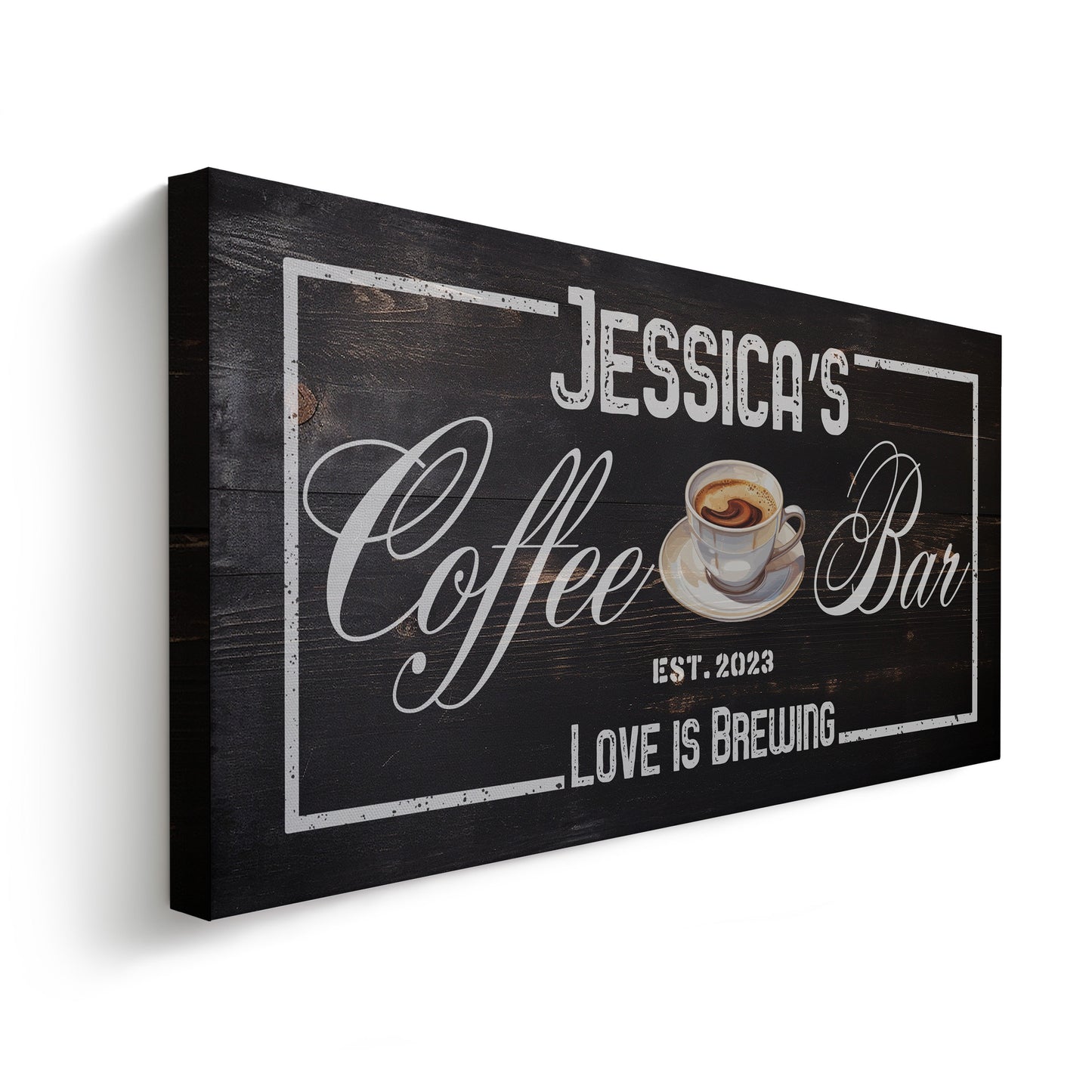 Coffee Bar Sign Rustic Coffee Station Bar Wall Art, Personalized Family Name Sign Custom Wall Art Kitchen, Custom Coffee Corner CANVAS Print