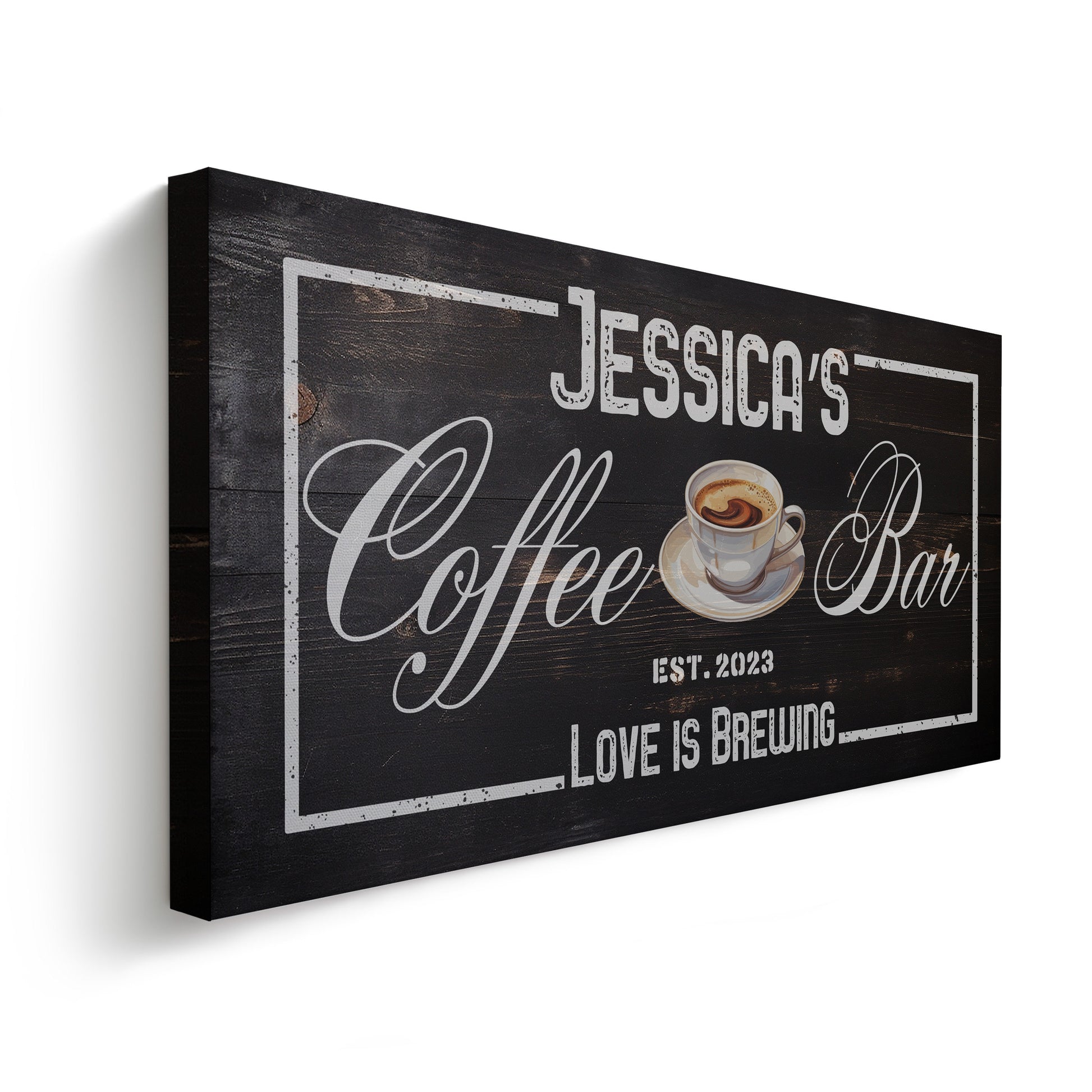 Coffee Bar Sign Rustic Coffee Station Bar Wall Art, Personalized Family Name Sign Custom Wall Art Kitchen, Custom Coffee Corner CANVAS Print