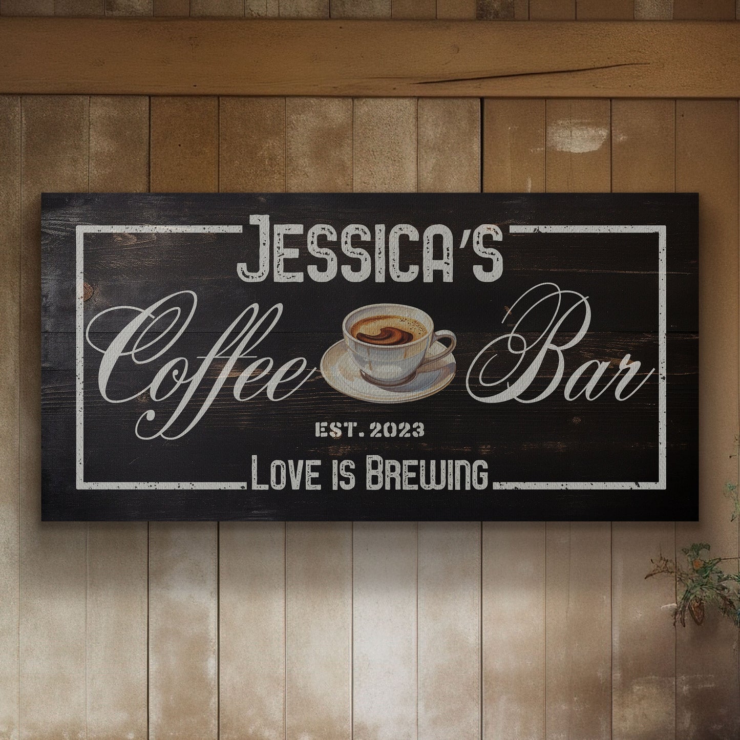 Coffee Bar Sign Rustic Coffee Station Bar Wall Art, Personalized Family Name Sign Custom Wall Art Kitchen, Custom Coffee Corner CANVAS Print