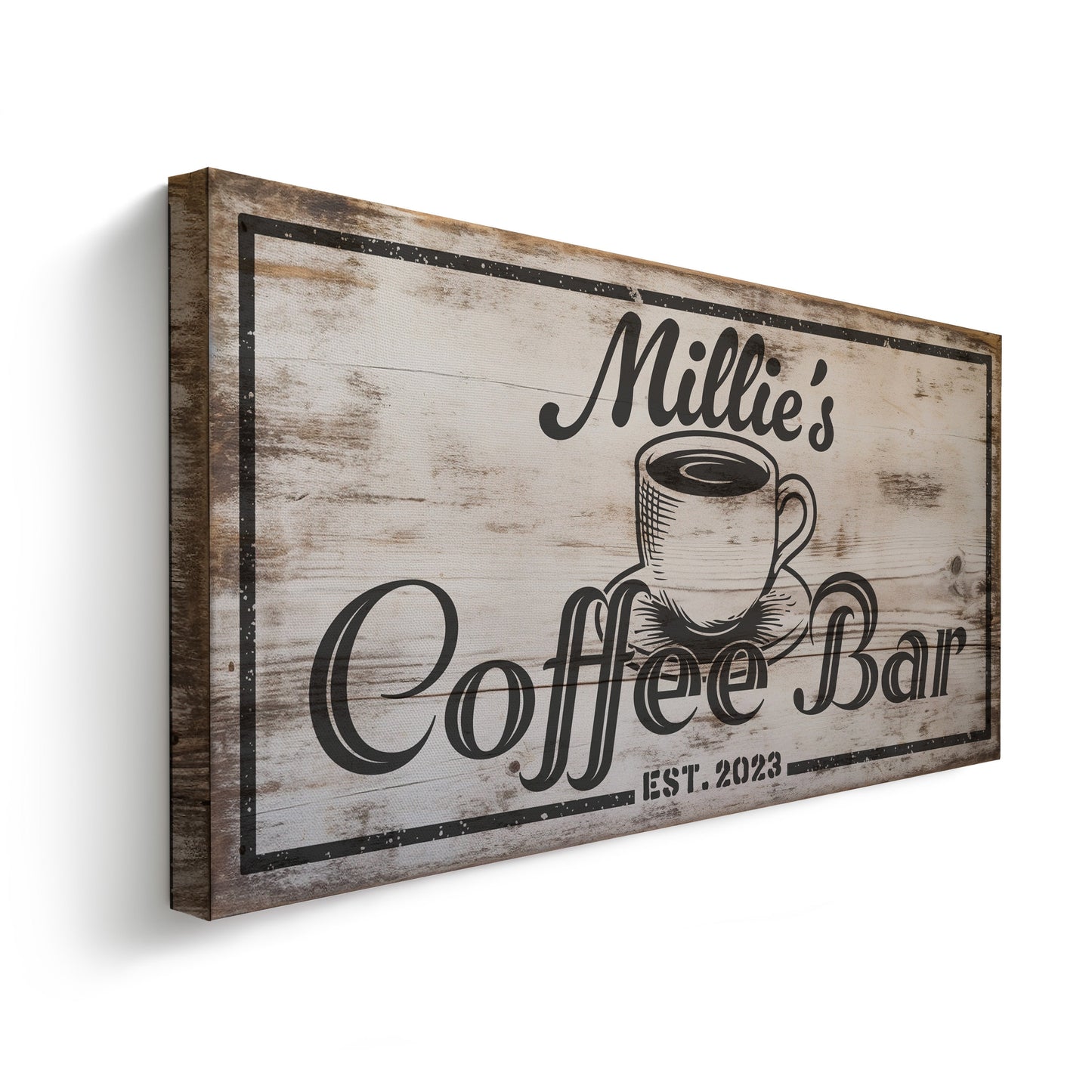 Coffee Bar Sign Rustic Coffee Station Bar Wall Art, Personalized Family Name Sign Custom Wall Art Kitchen, Custom Coffee Corner CANVAS Print