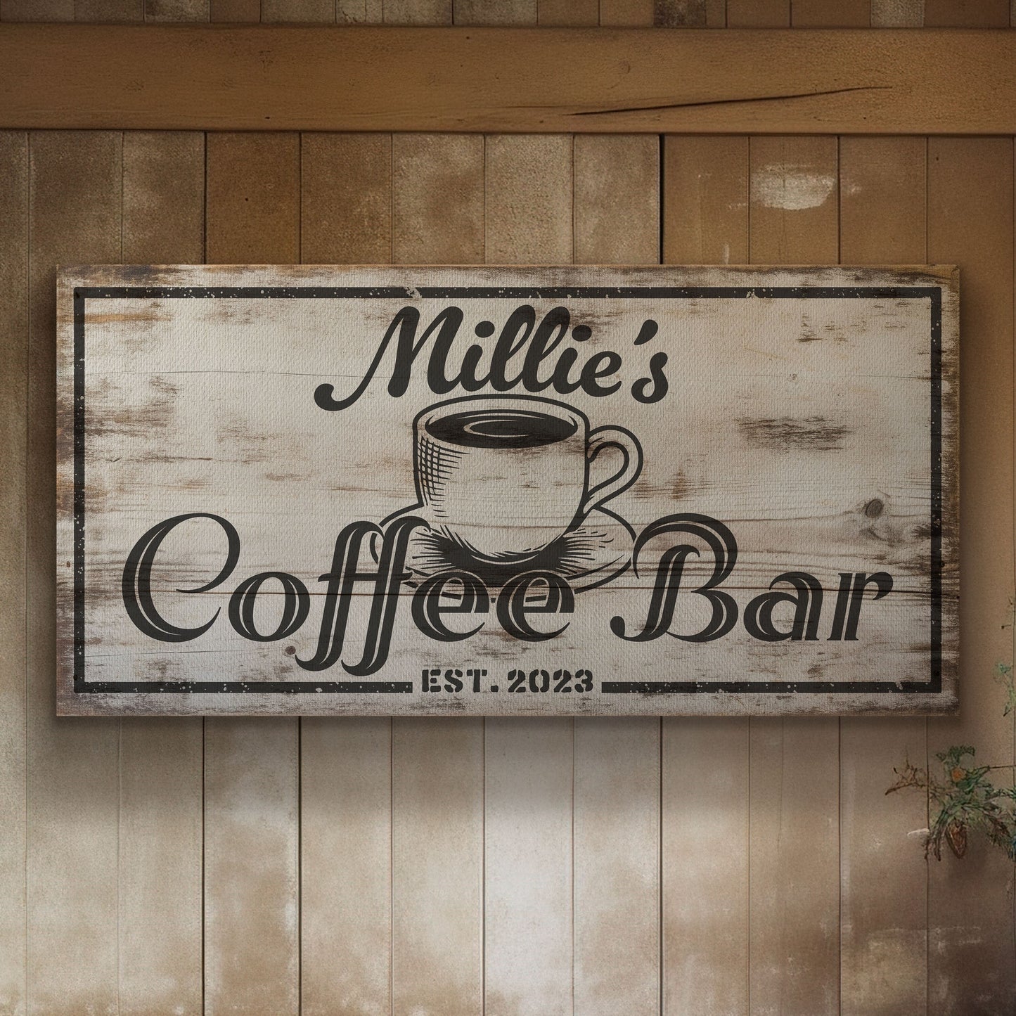 Coffee Bar Sign Rustic Coffee Station Bar Wall Art, Personalized Family Name Sign Custom Wall Art Kitchen, Custom Coffee Corner CANVAS Print