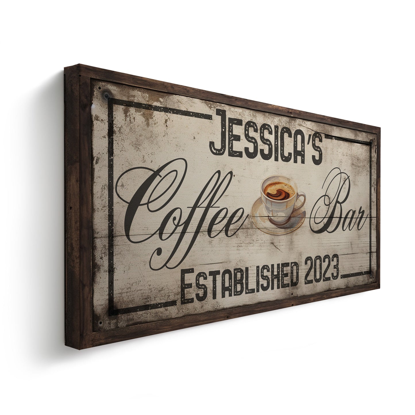 Coffee Bar Sign Rustic Coffee Station Bar Wall Art, Personalized Family Name Sign Custom Wall Art Kitchen, Custom Coffee Corner CANVAS Print