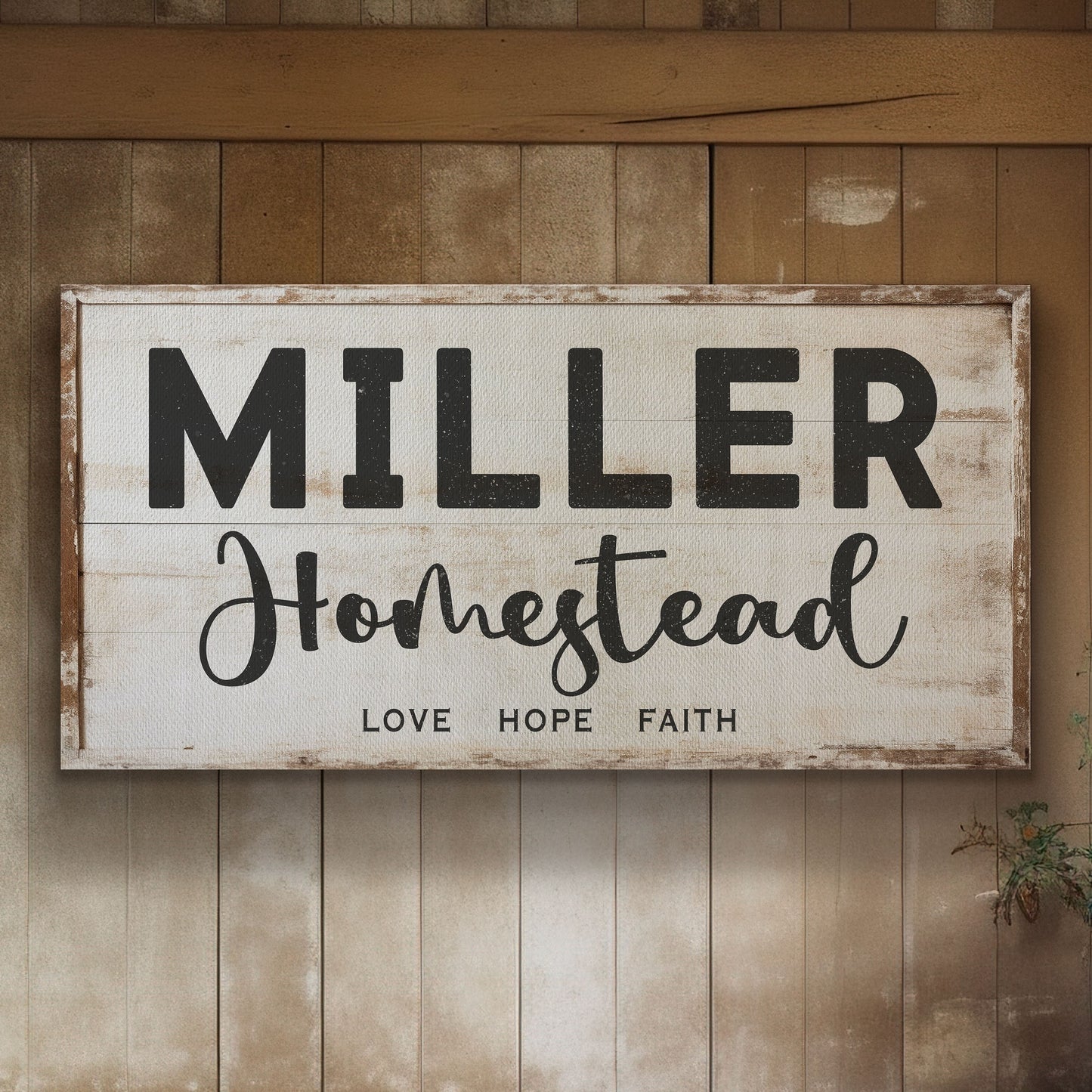 Farmhouse Sign, Personalized Homestead Sign, Farmhouse Wall Decor, Custom Family Name Farmhouse Sign, Name Date Farmstead Large Canvas Print